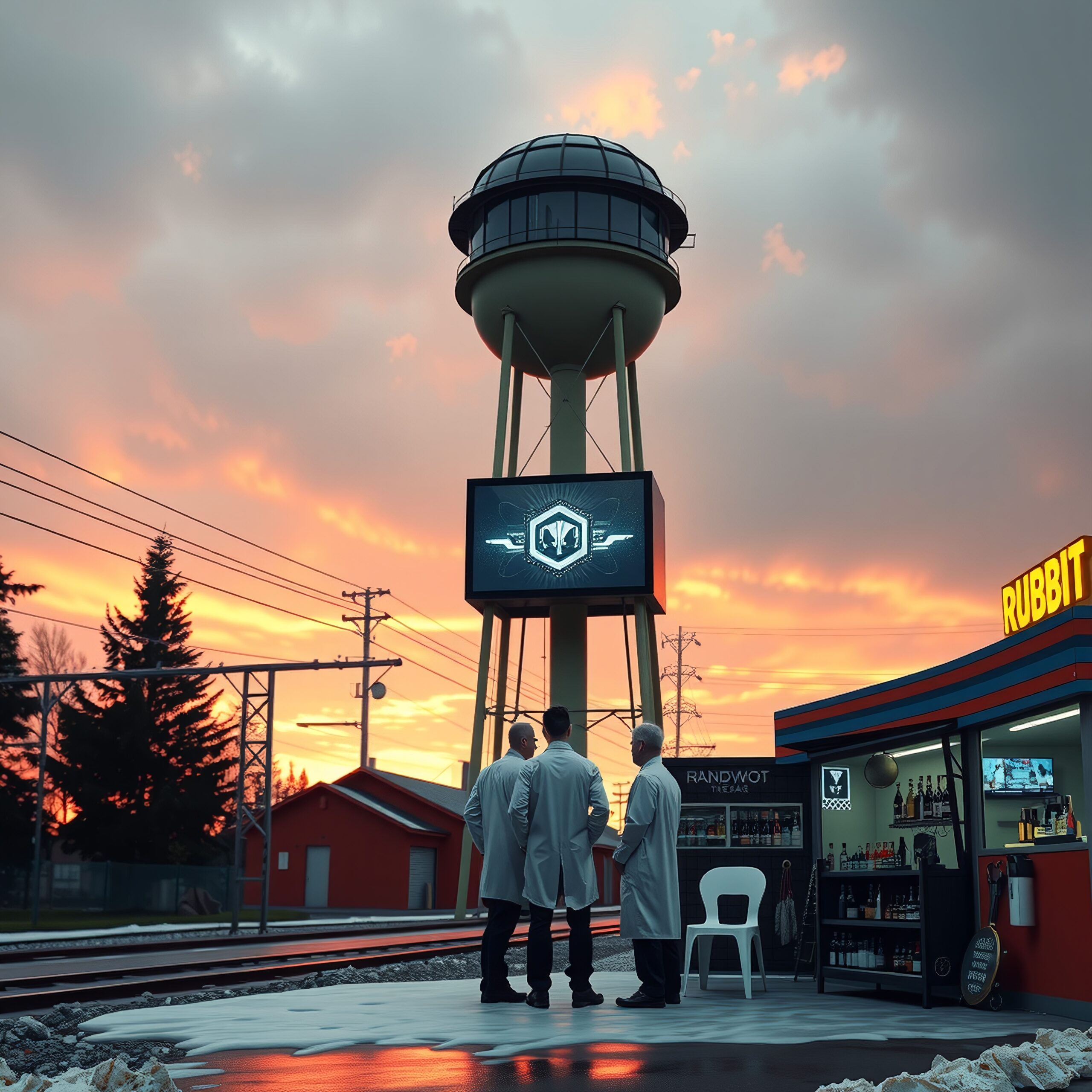 Scientists Discuss Under Sunset Tower