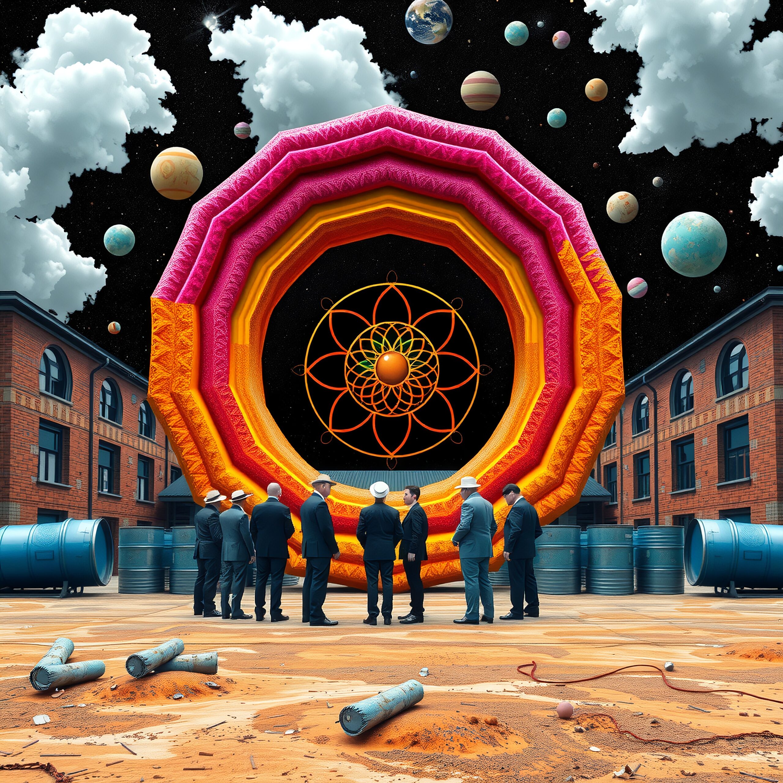 Celestial Portal Amidst Industrial Surrounding