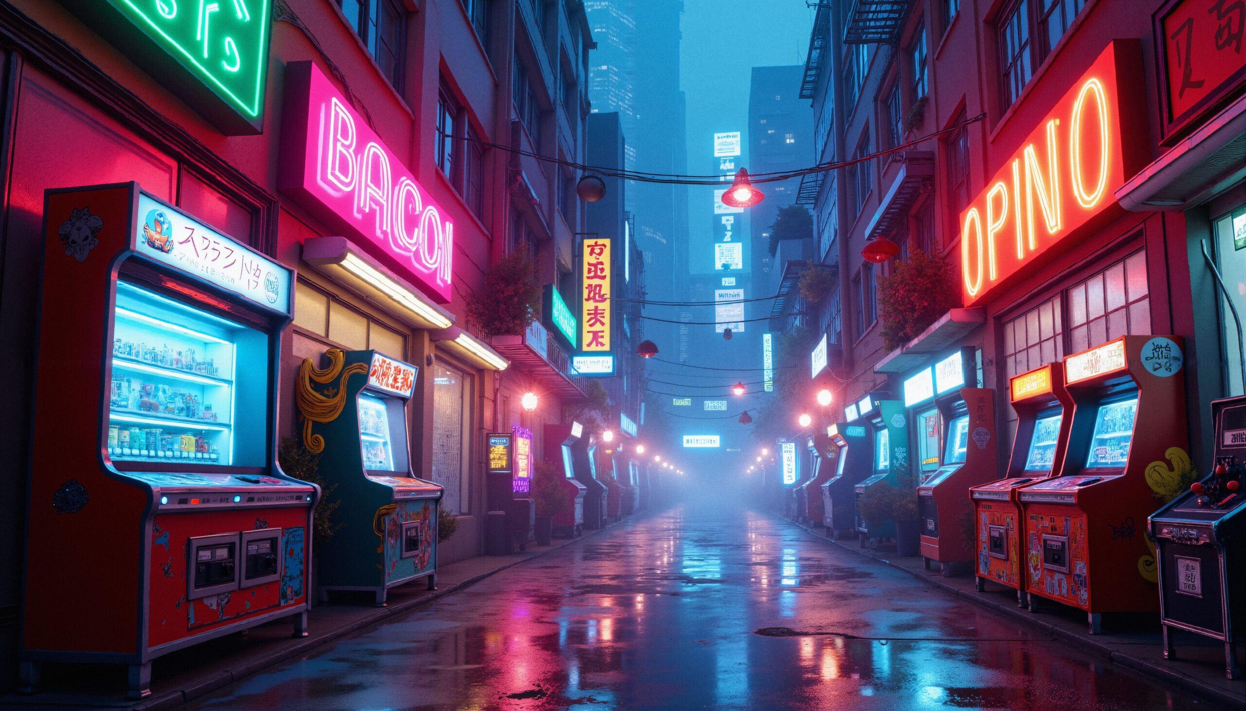 Neon Alleyway in Cyberpunk City