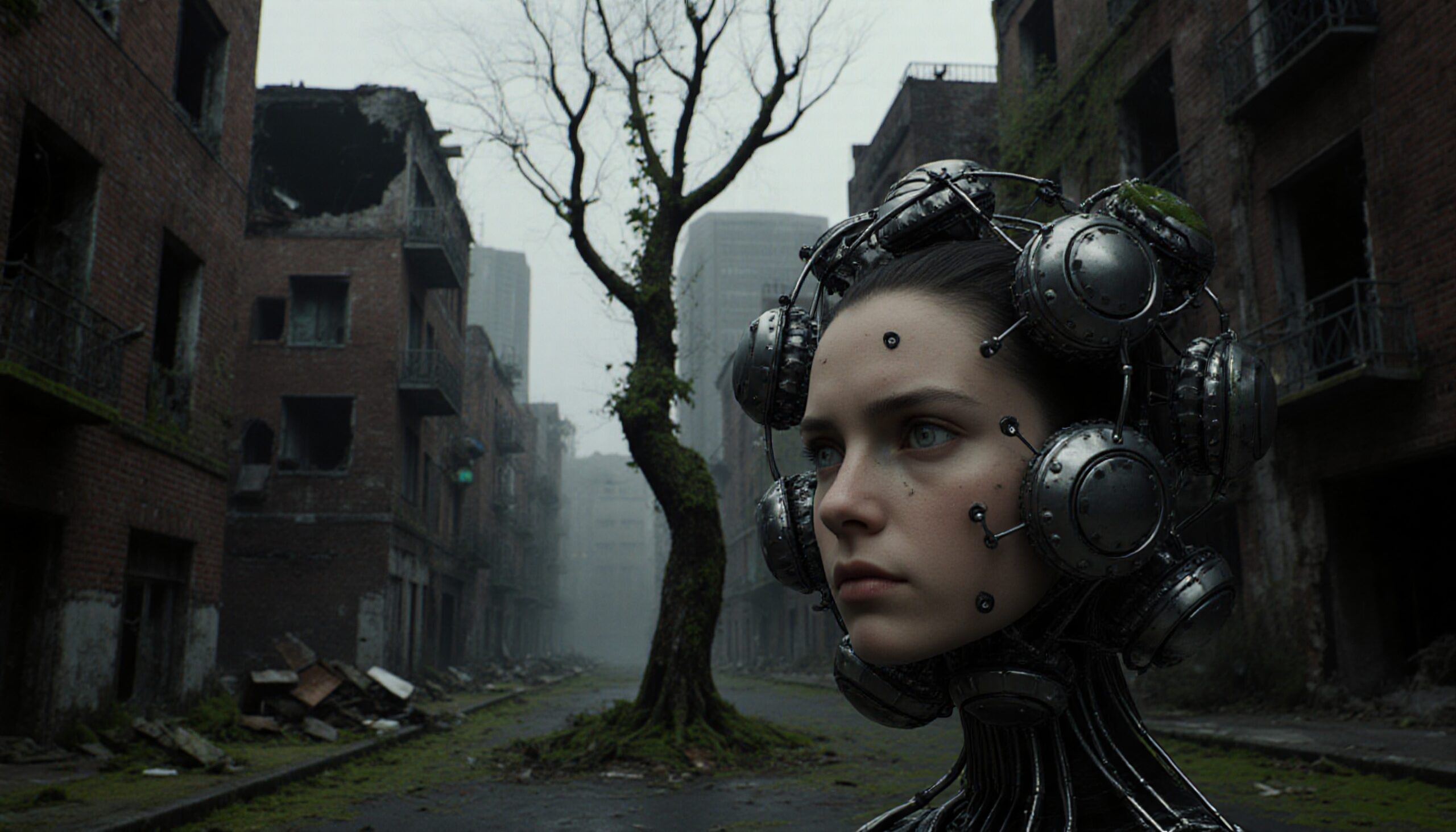 Futuristic Woman in Abandoned City