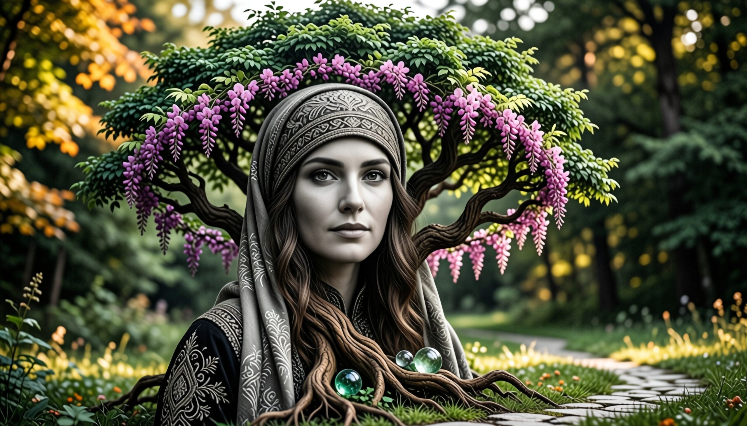 Mystical Woman in Enchanted Forest