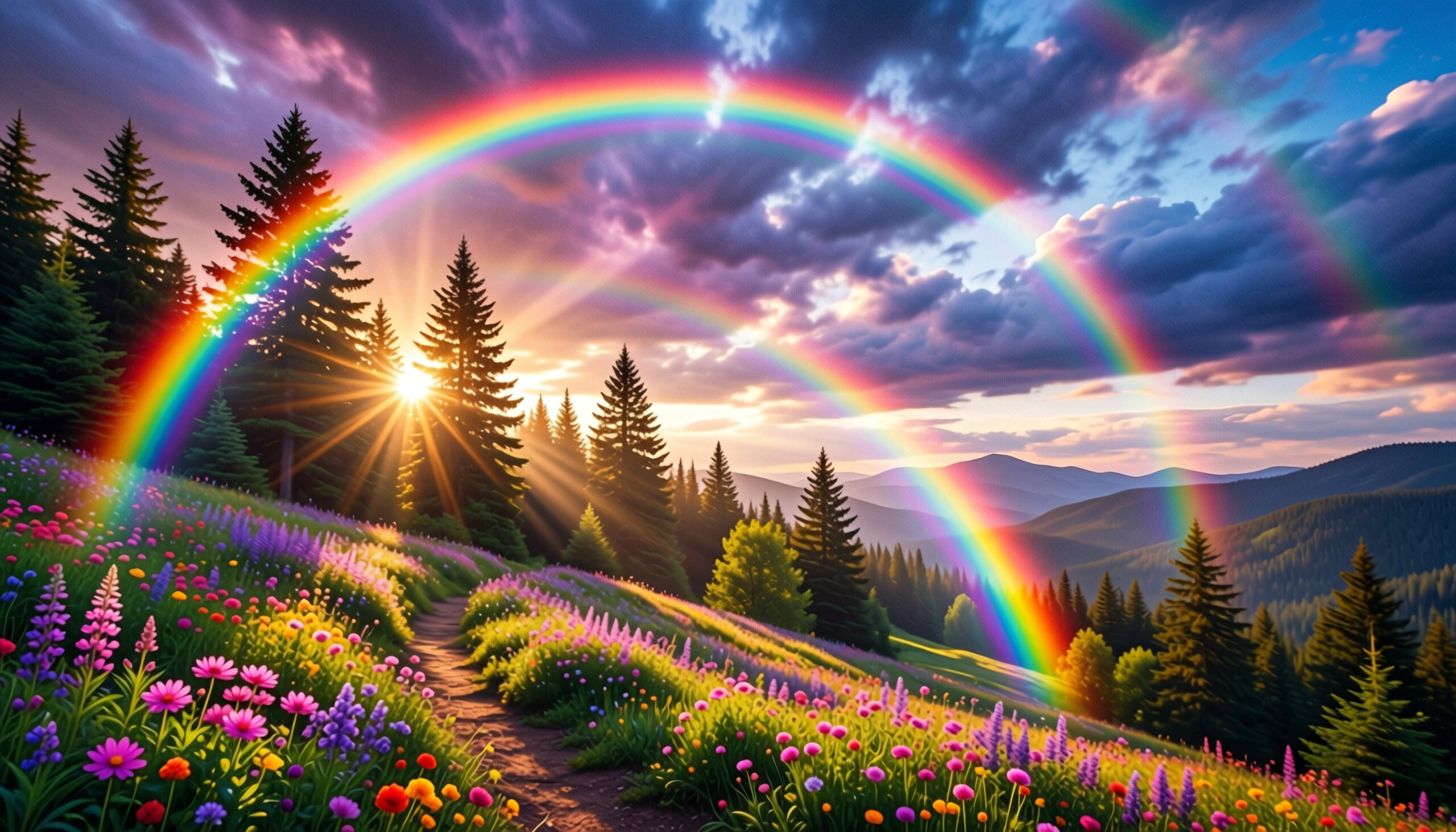 Enchanting Forest Scene at Sunset