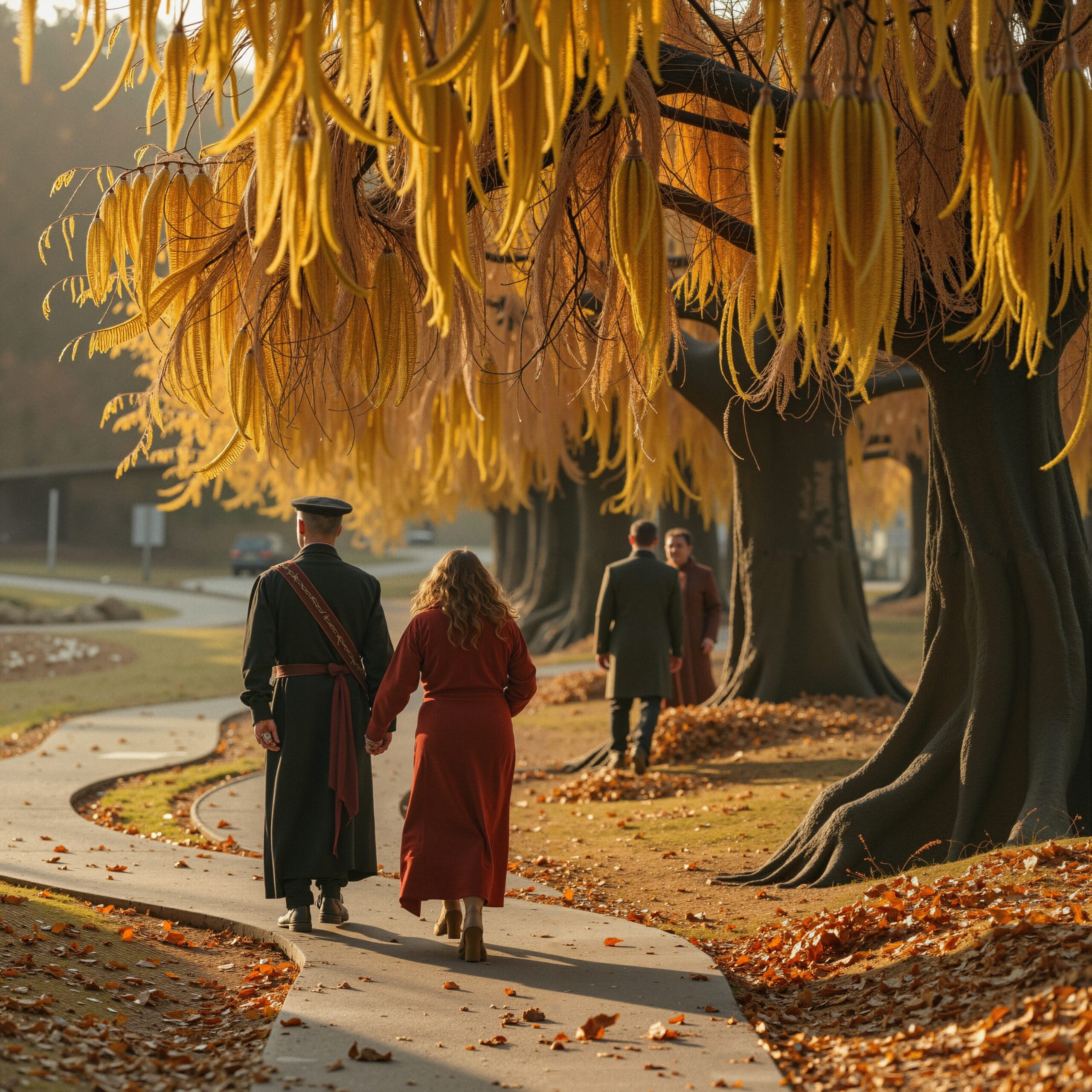 Golden Pathway Under Autumn Trees