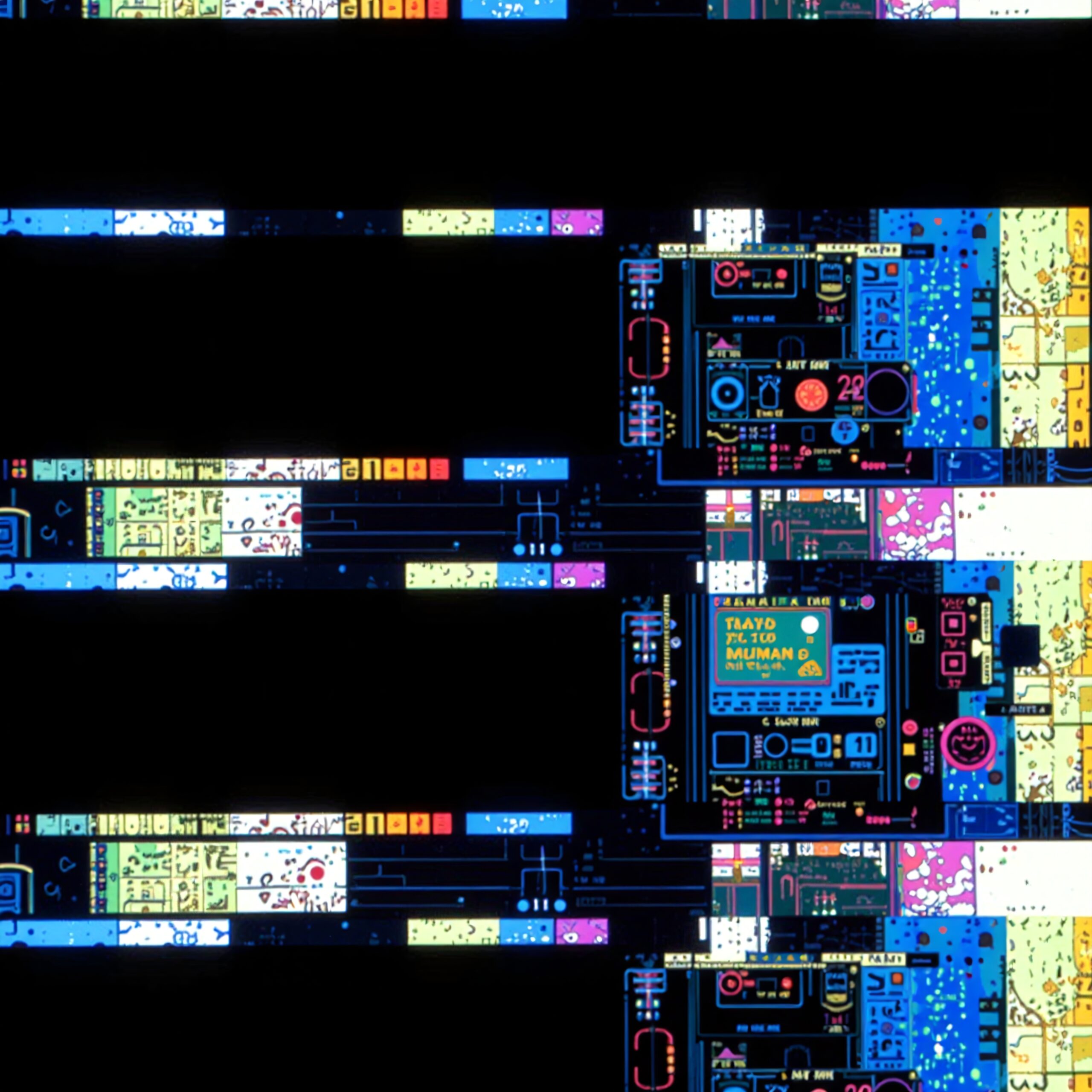 Vibrant Cybernetic Circuit Board Design