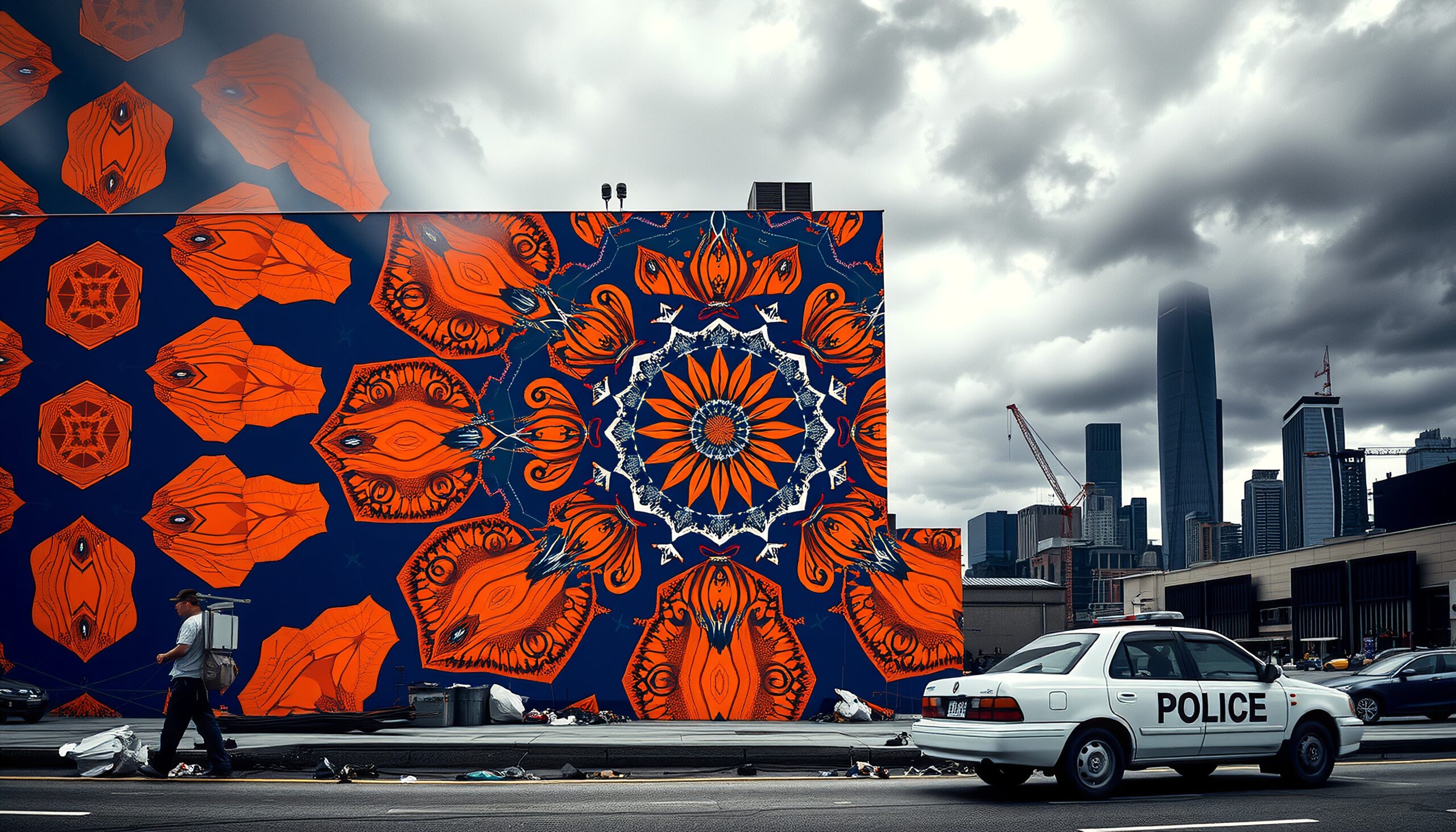 Urban Art Meets Cloudy Skies