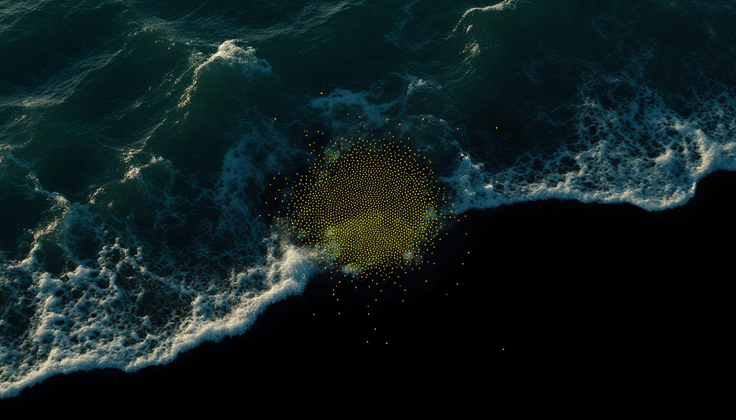 Golden Dots on Ocean Surface