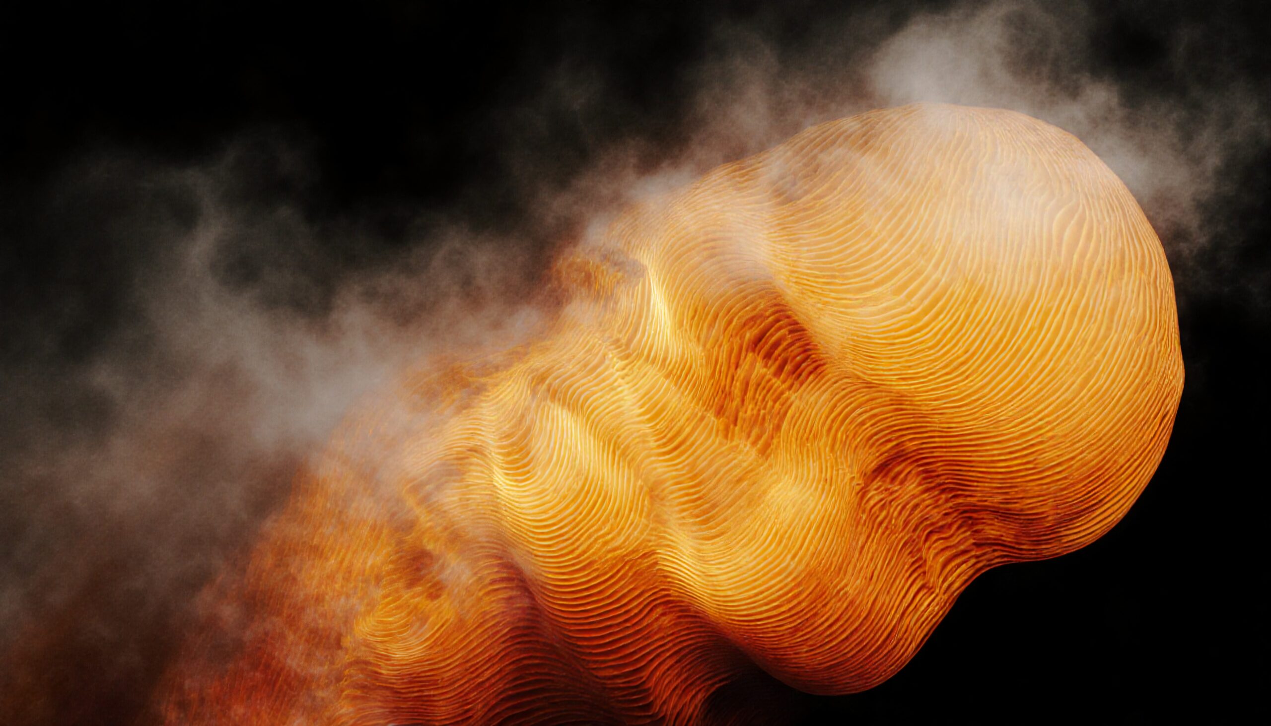 Golden Waves in Smoky Mist