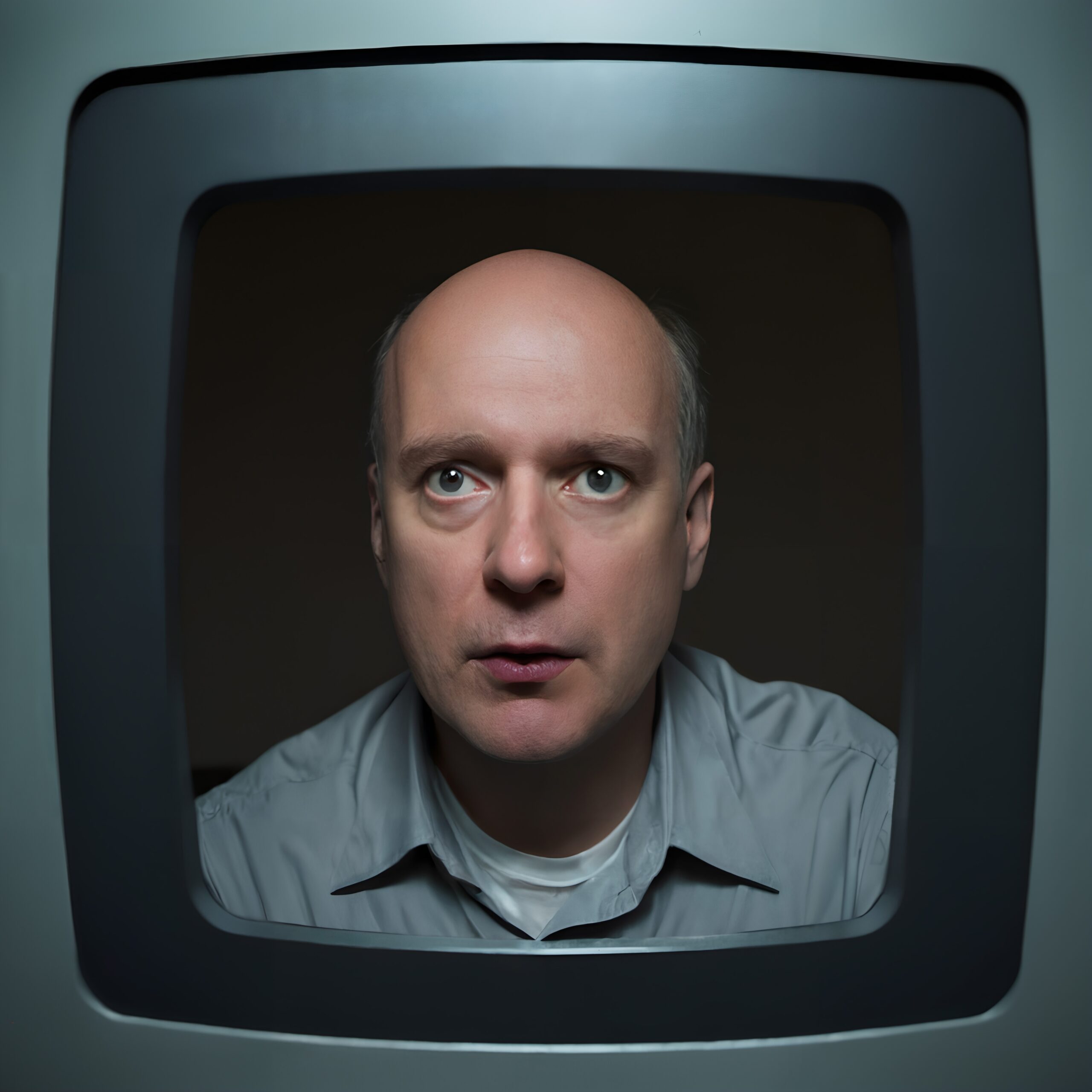 Nostalgic Man in TV Screen