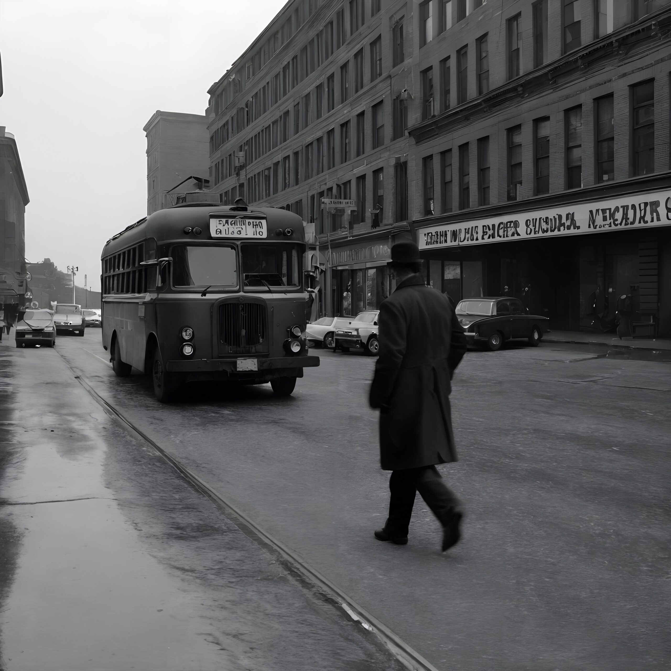 Mid-20th Century Urban Street Scene