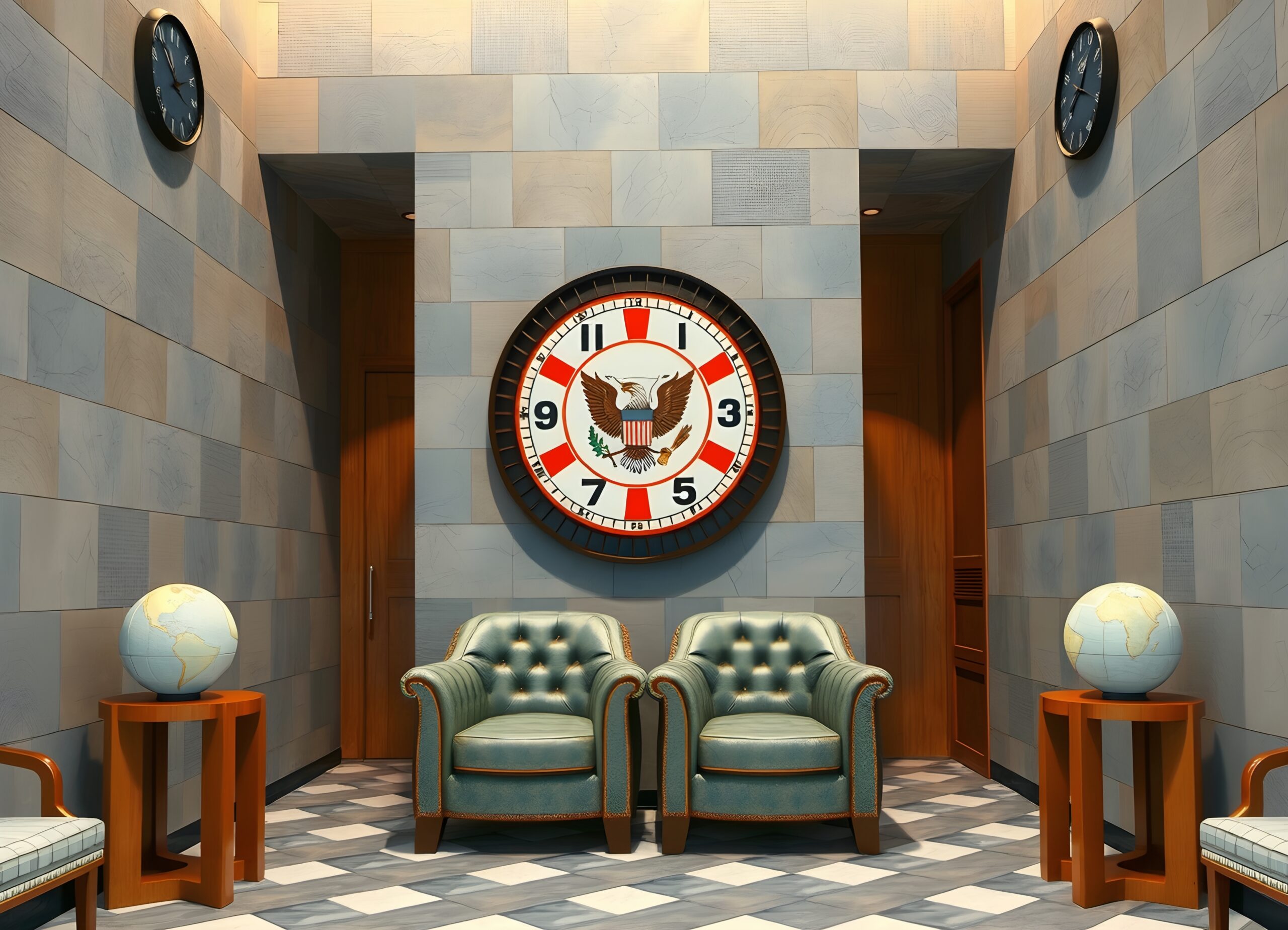 Elegant Room with Grand Clock