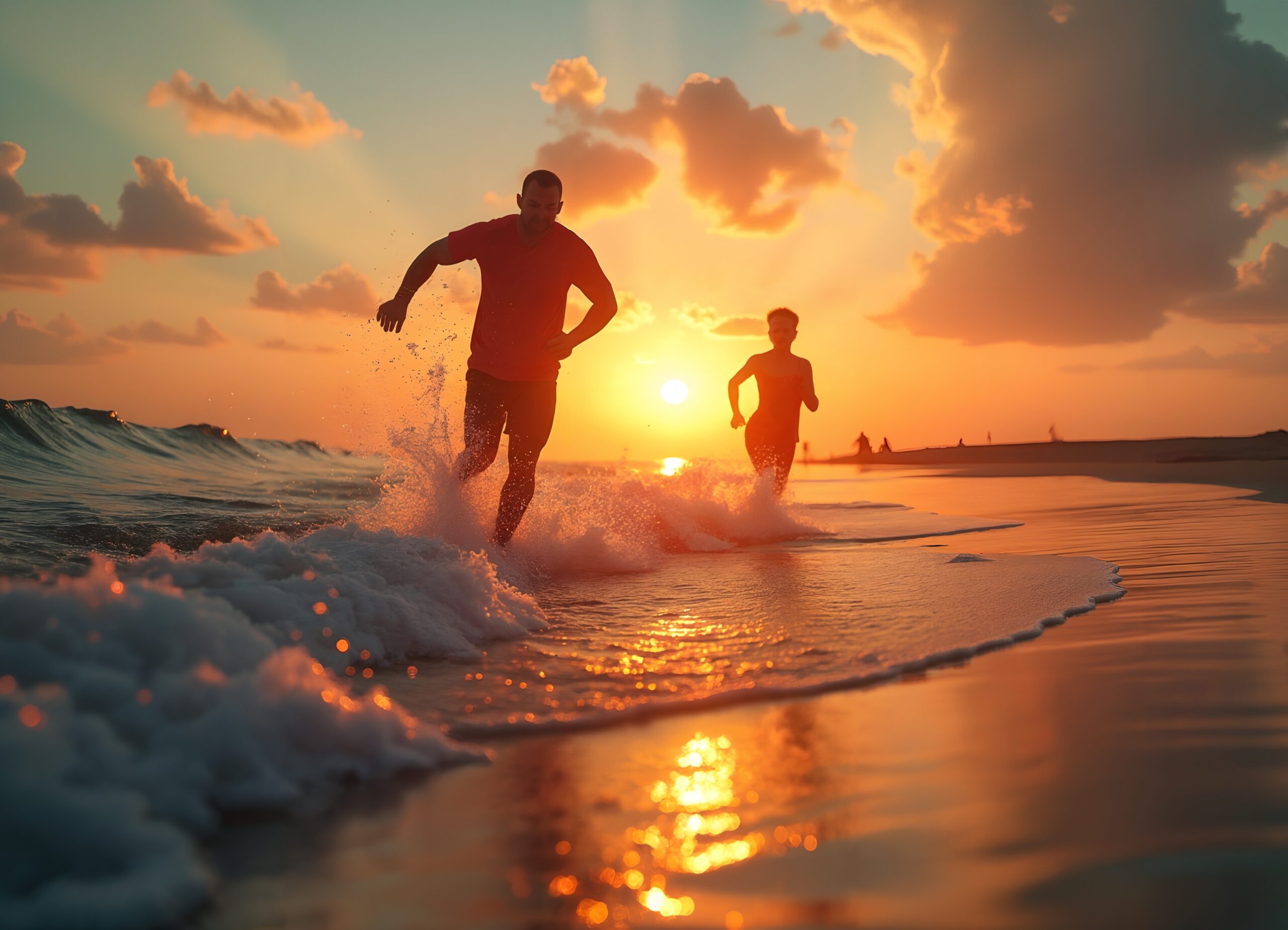 Sunset Beach Run Energizing Scene