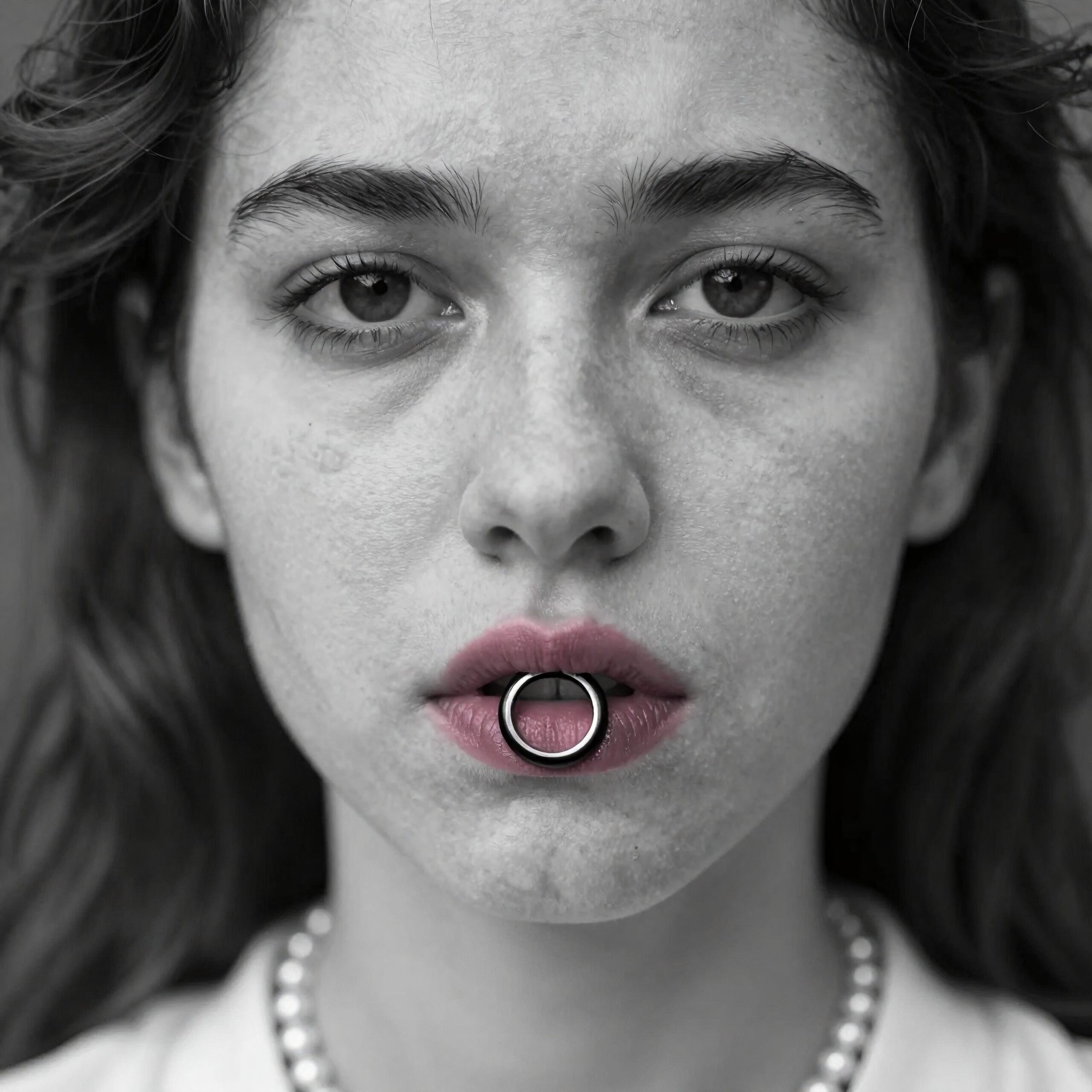 Monochrome Portrait with Lip Ring