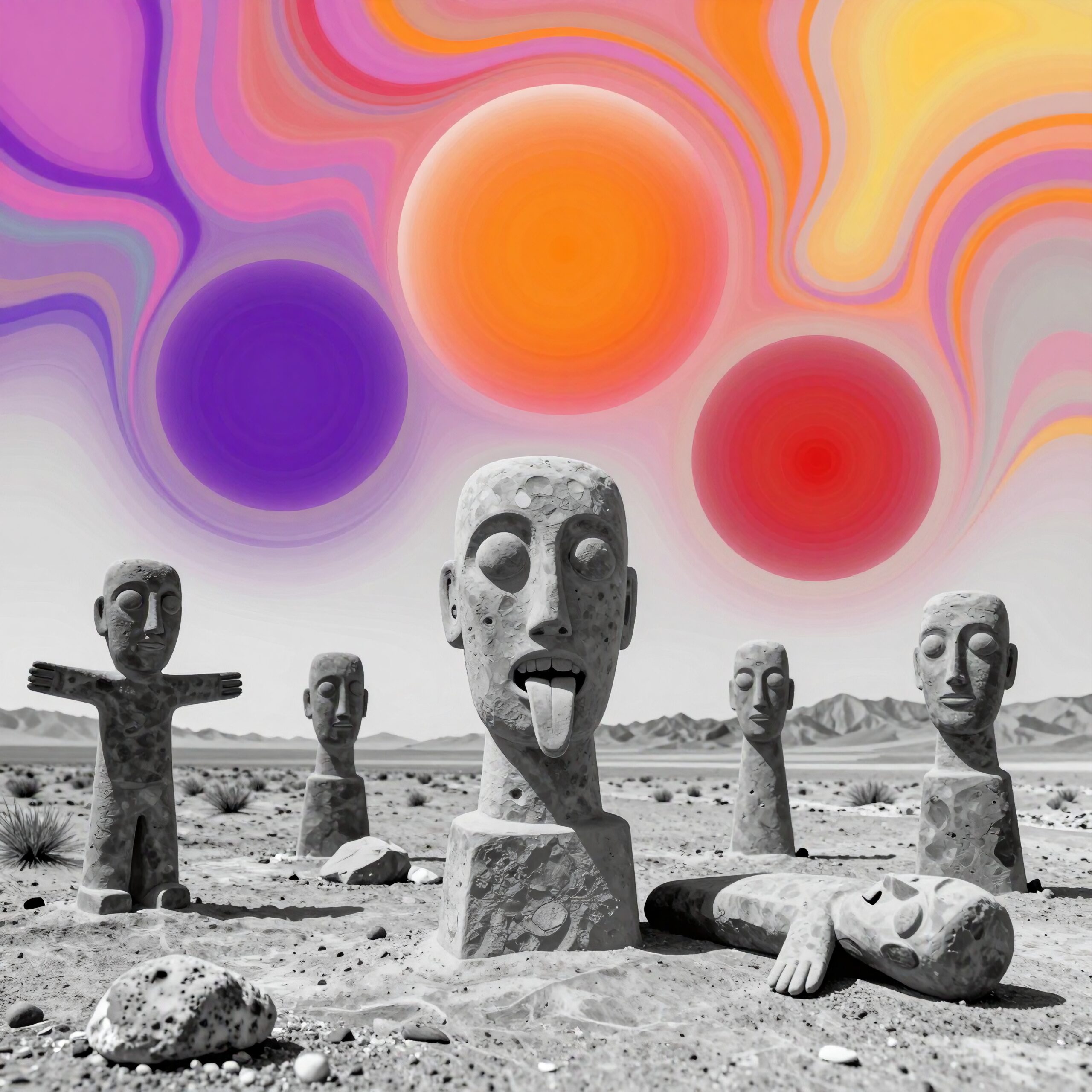 Surreal Desert with Vibrant Sky