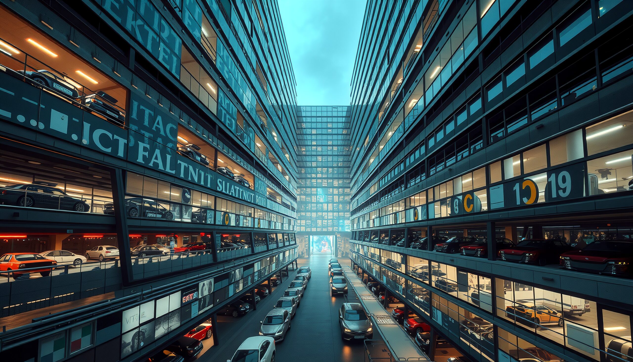 Symmetrical Urban Parking Complex Vision