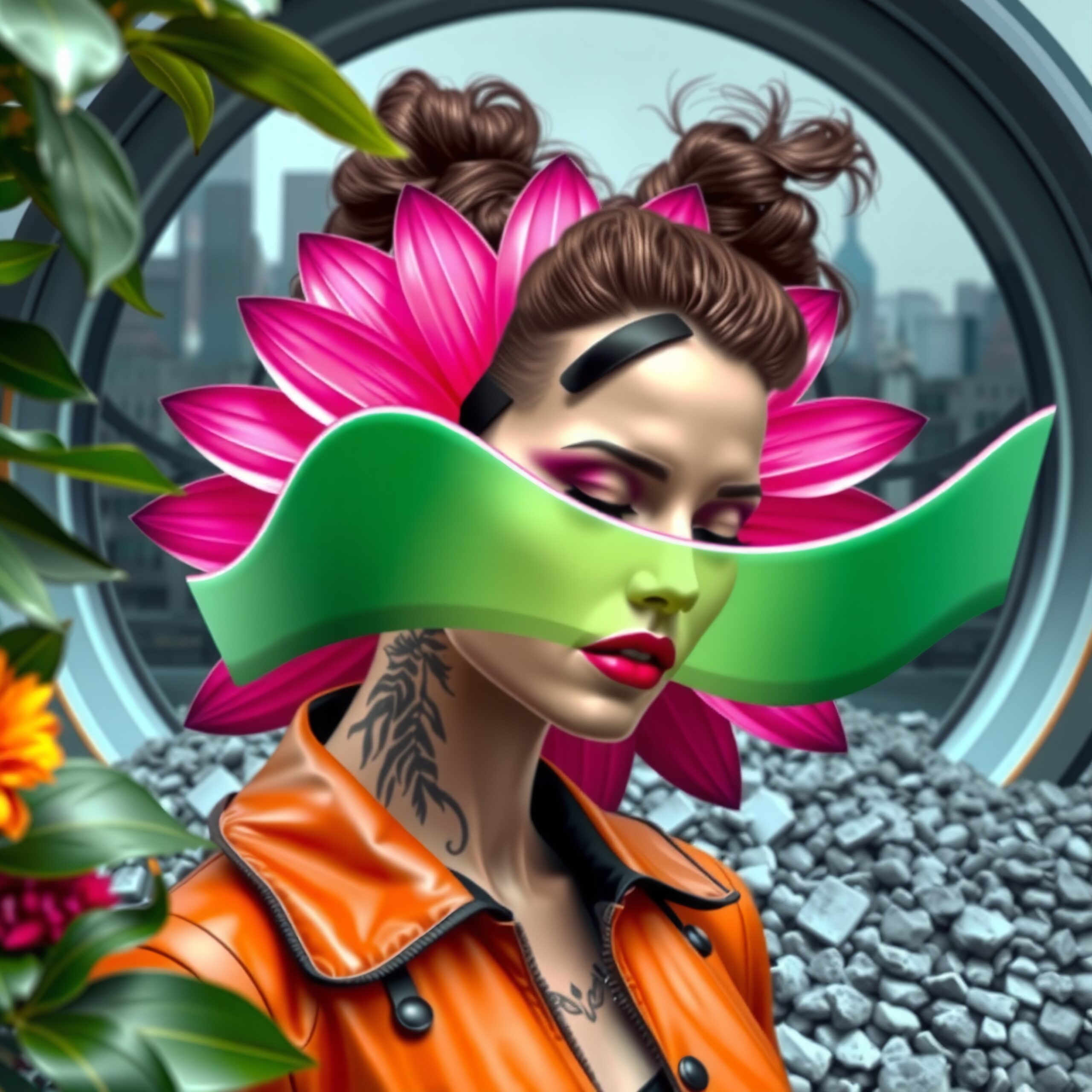 Futuristic Floral Woman Portrait