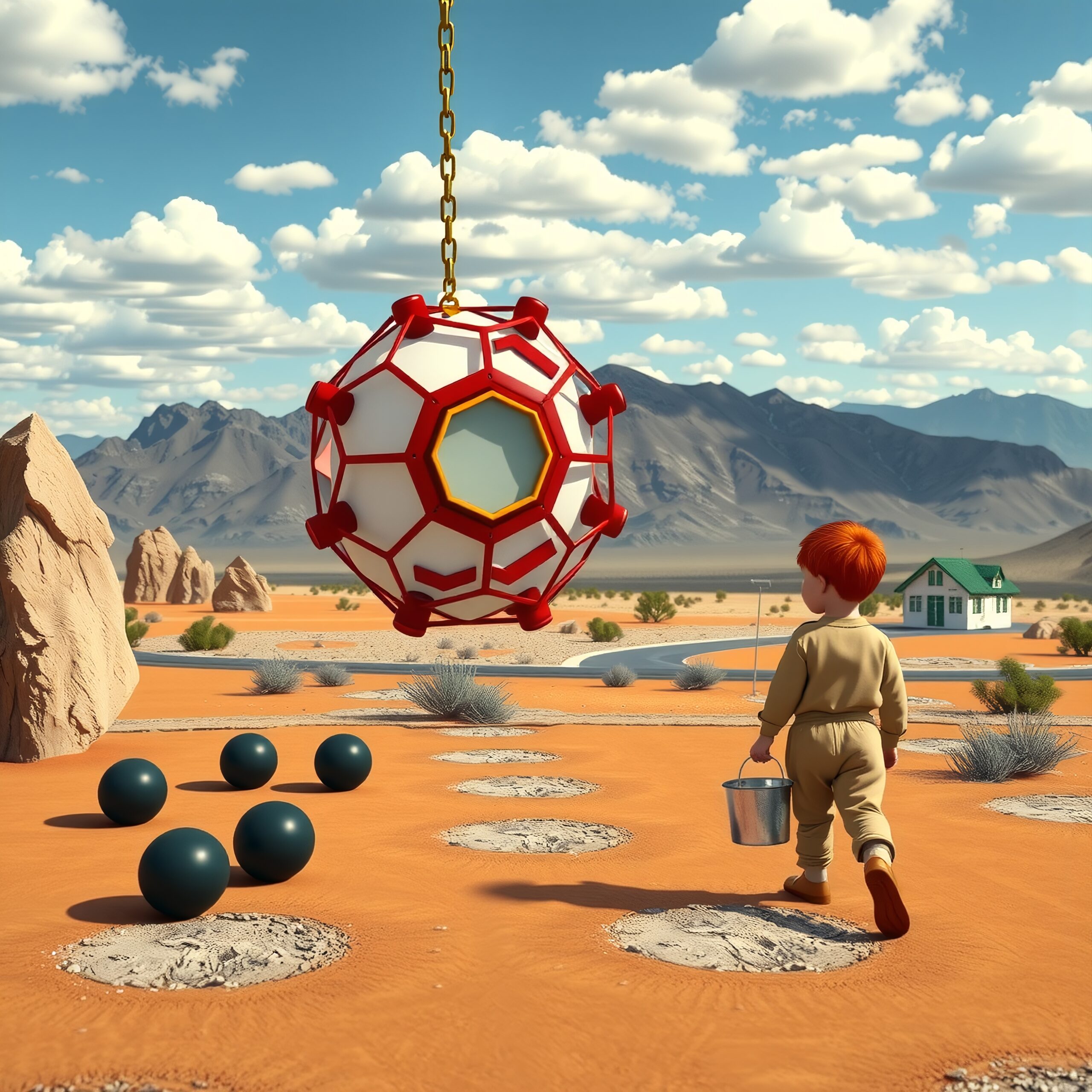 Futuristic Scene in Desert Landscape