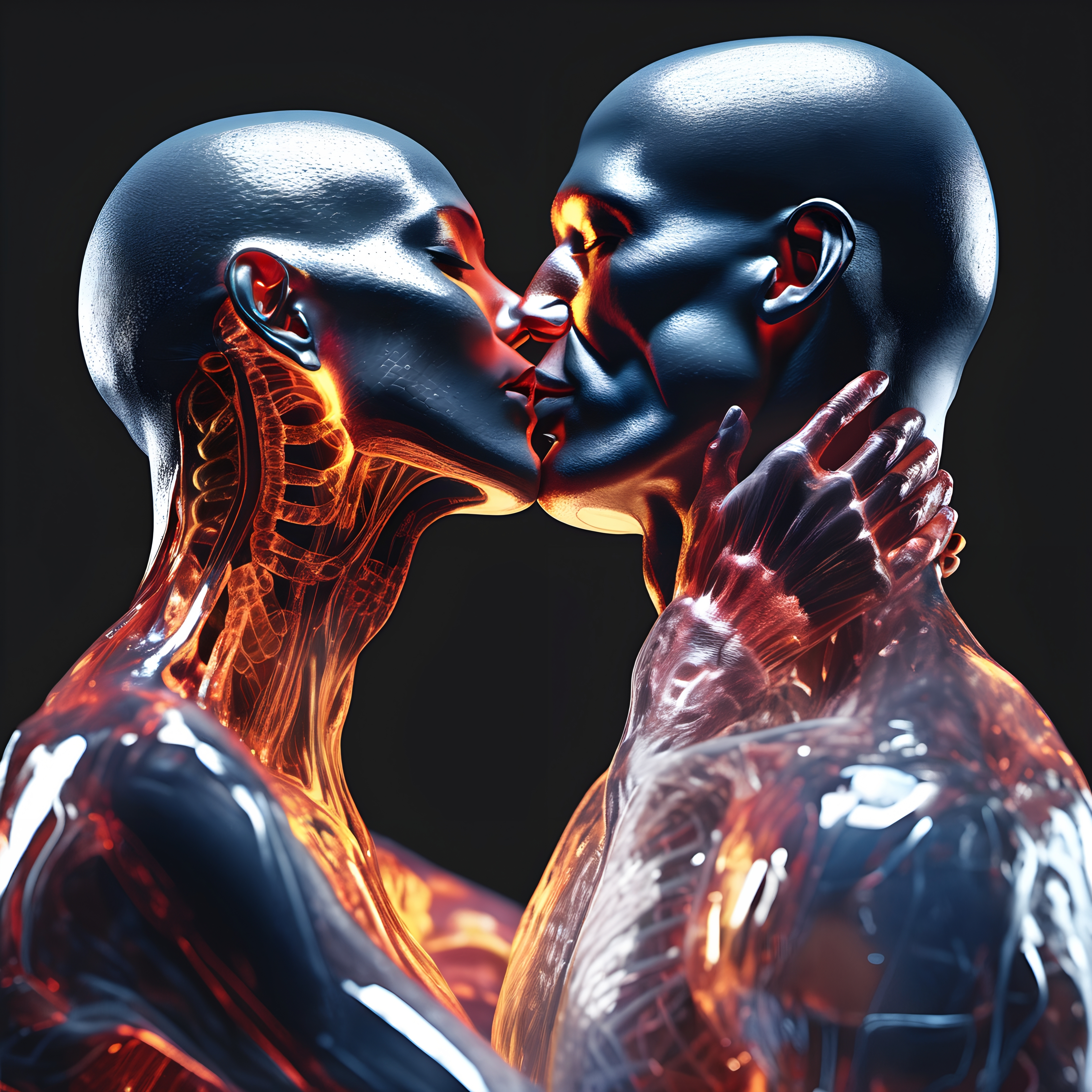 Futuristic Anatomical Lovers Embrace