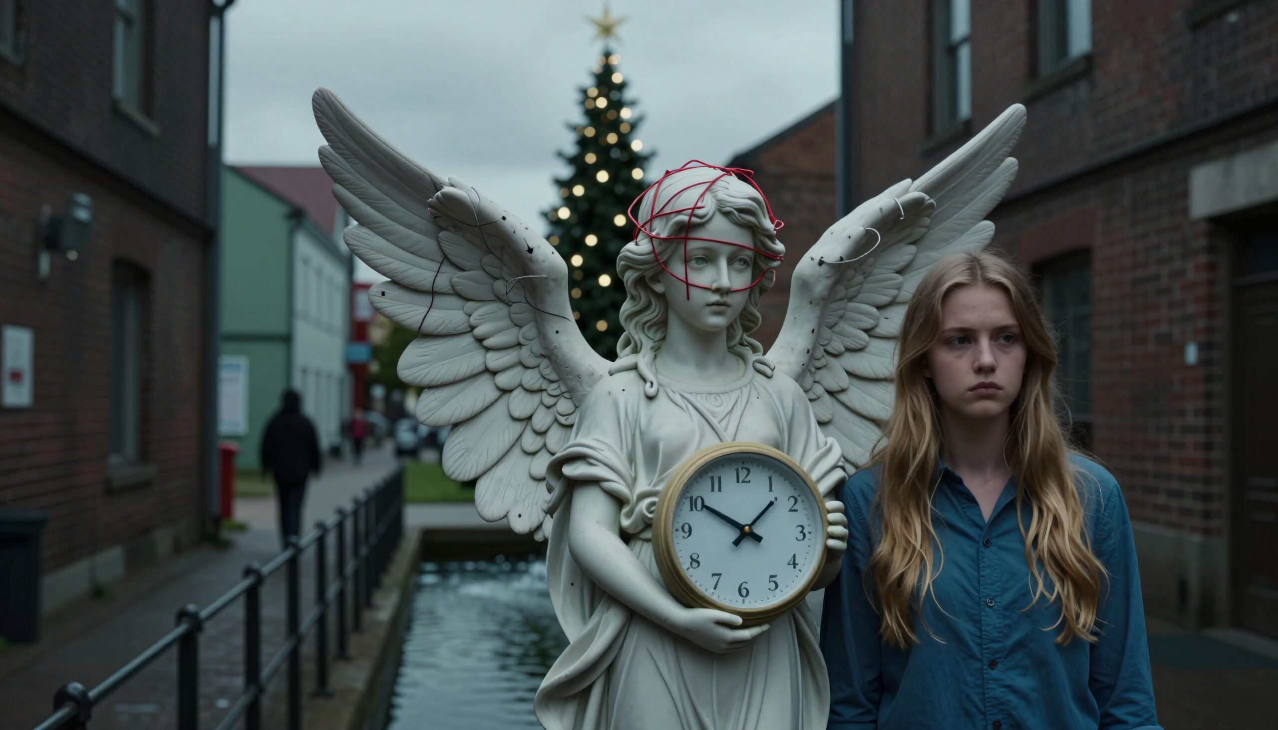 Angel Statue with Clock Connection