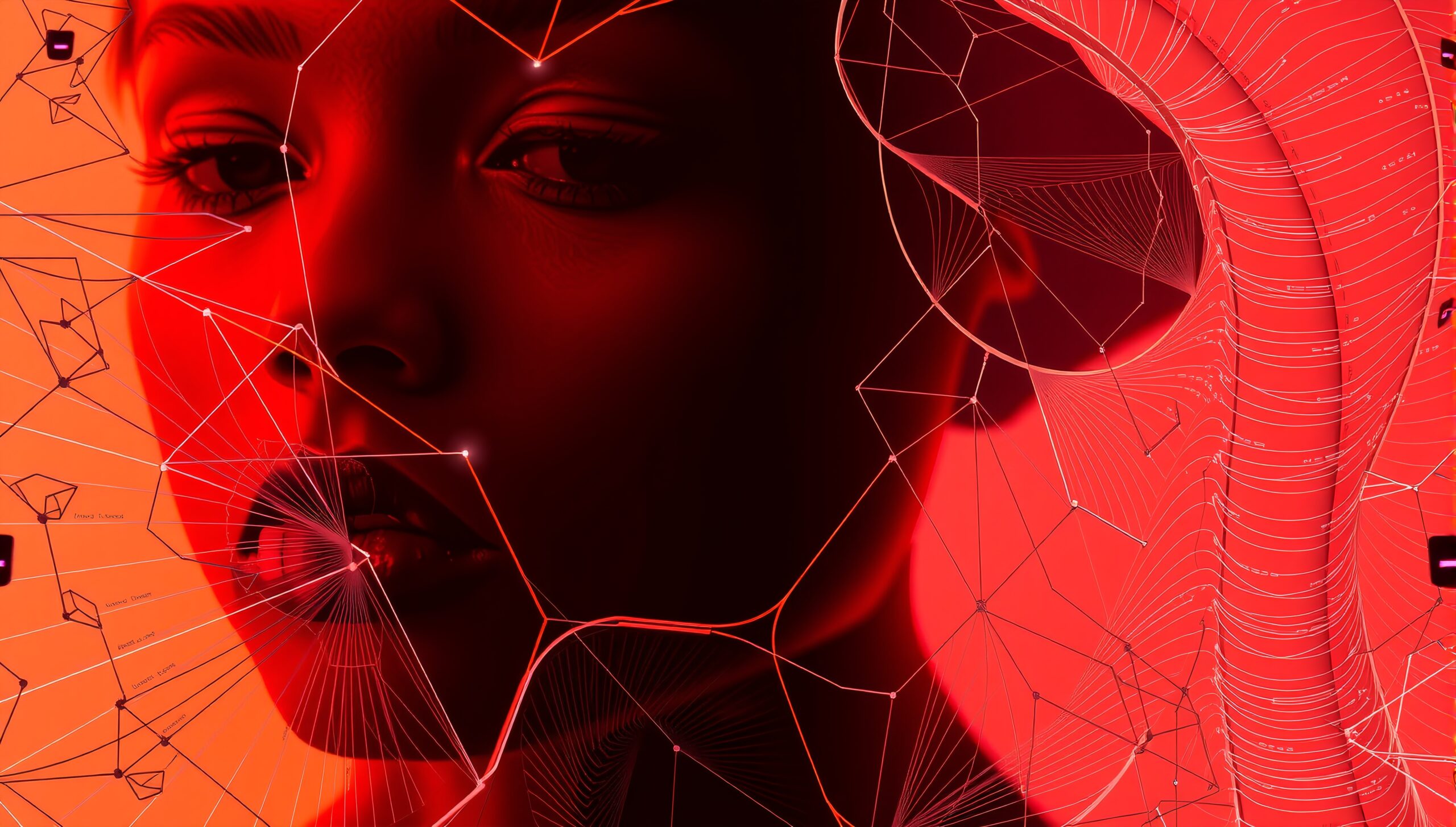 Digital Face with Geometric Lines