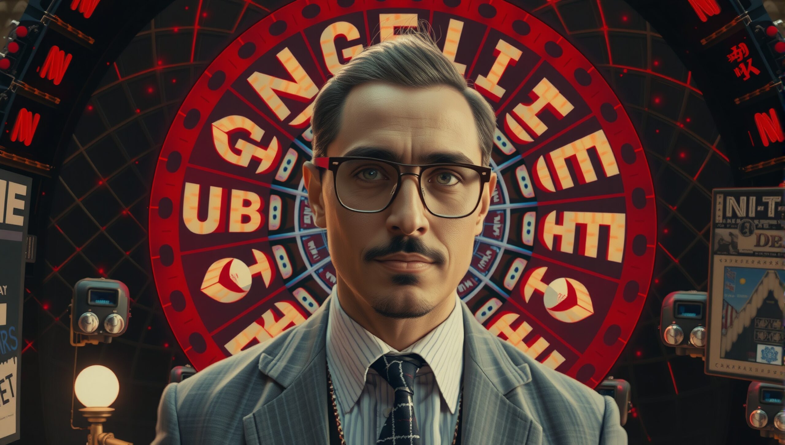 Man in front of wheel