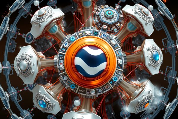 Futuristic sphere with intricate mechanical and electronic design.