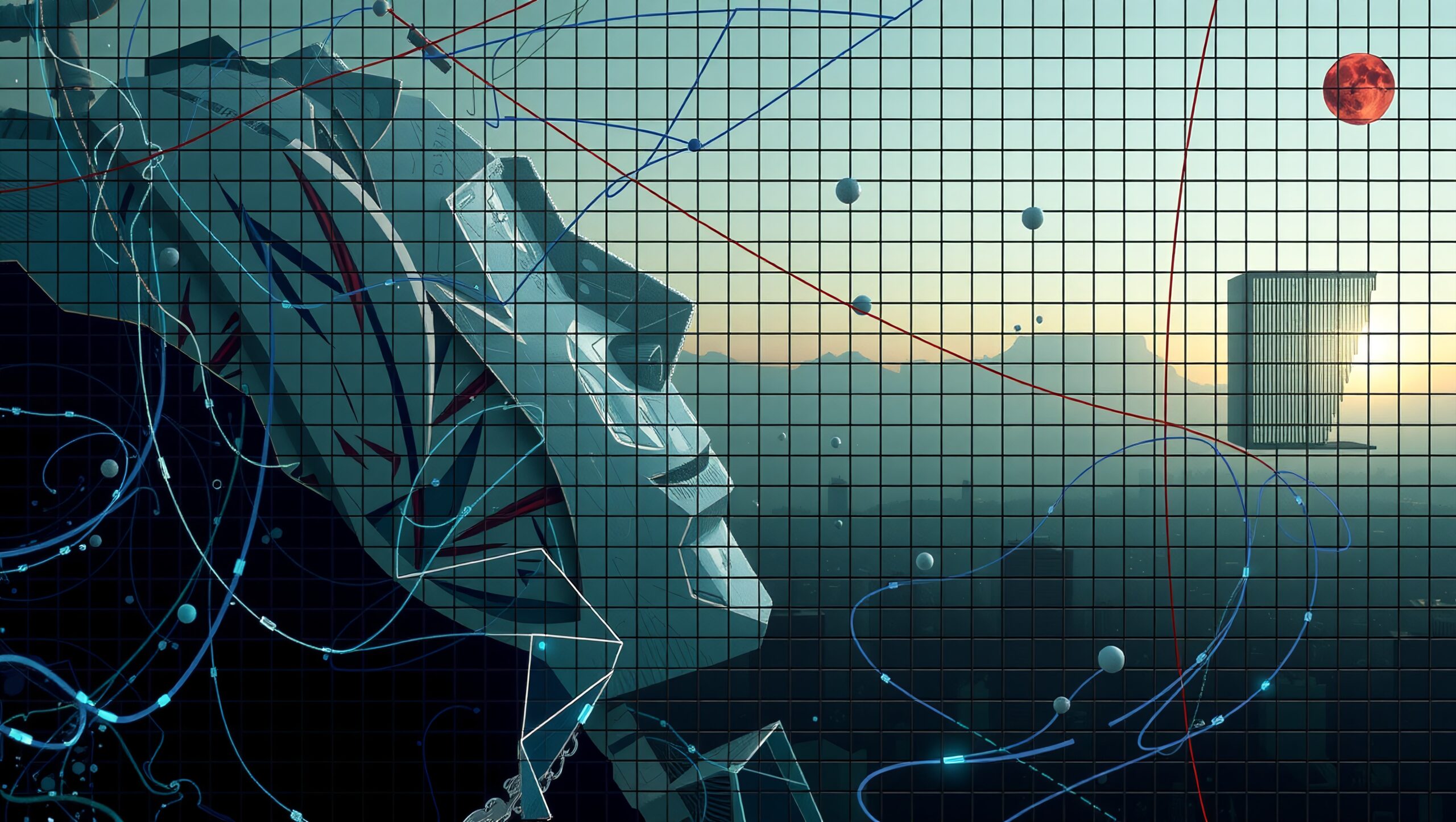 Futuristic Geometric Landscape with Data