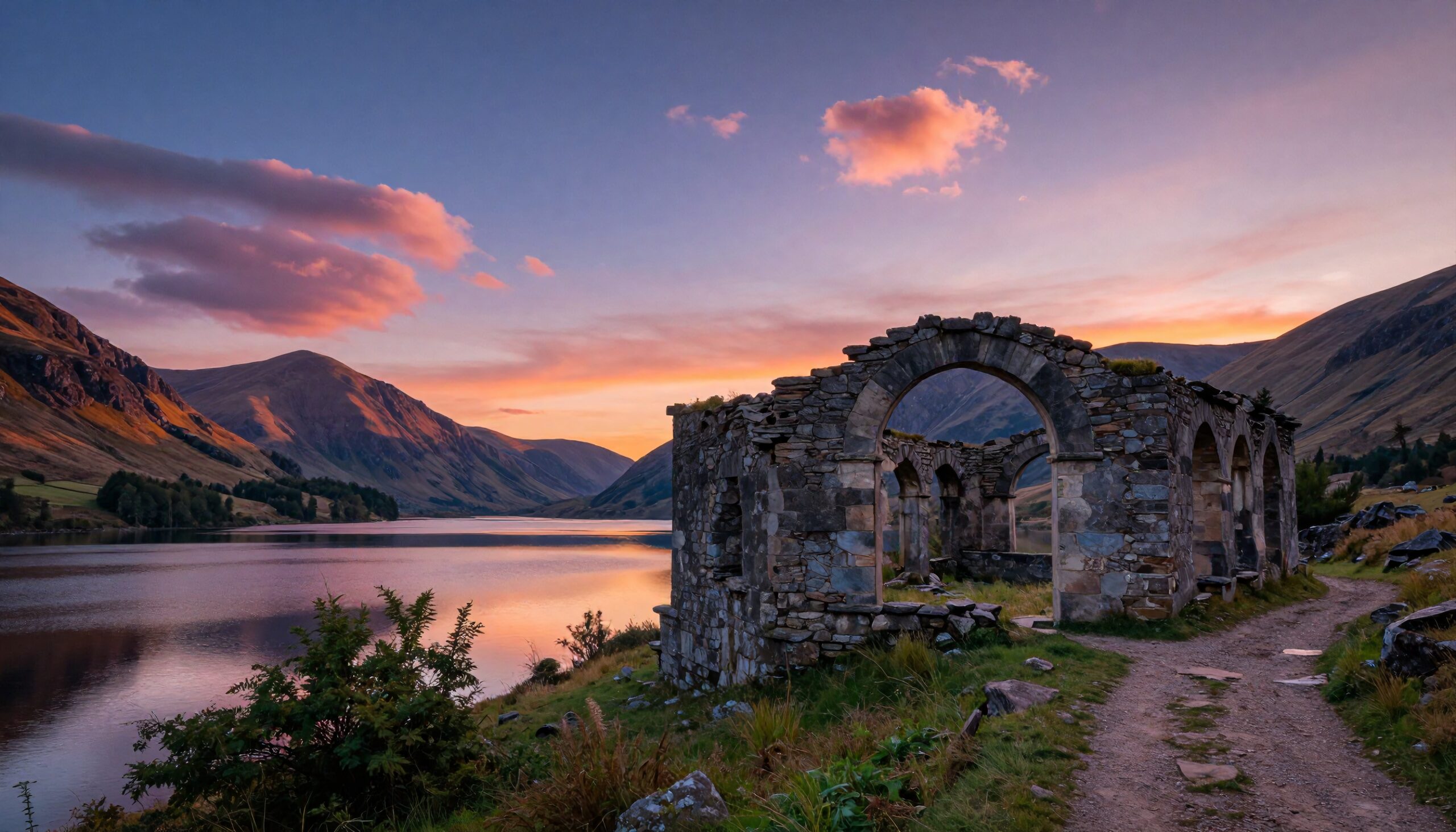 Sunset Over Ancient Stone Ruins