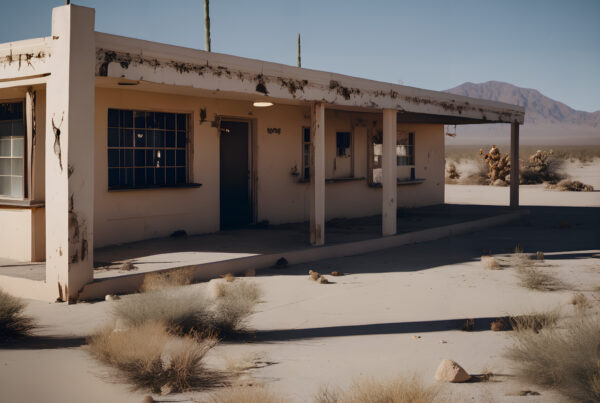 An eerie, abandoned motel located in the Mojave Desert.