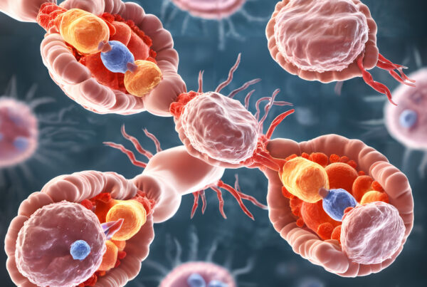 A close-up digital illustration of a cell.