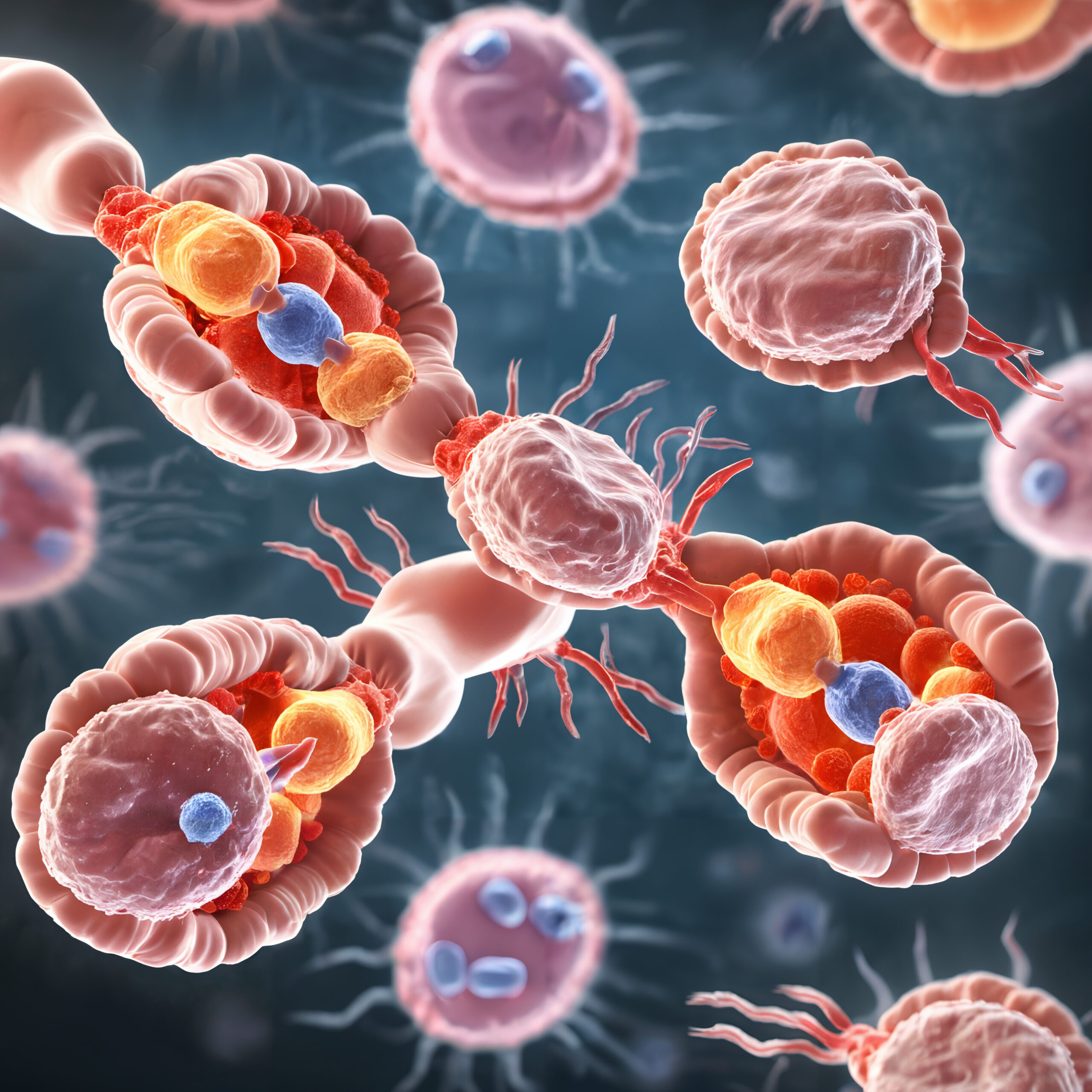 A close-up digital illustration of a cell