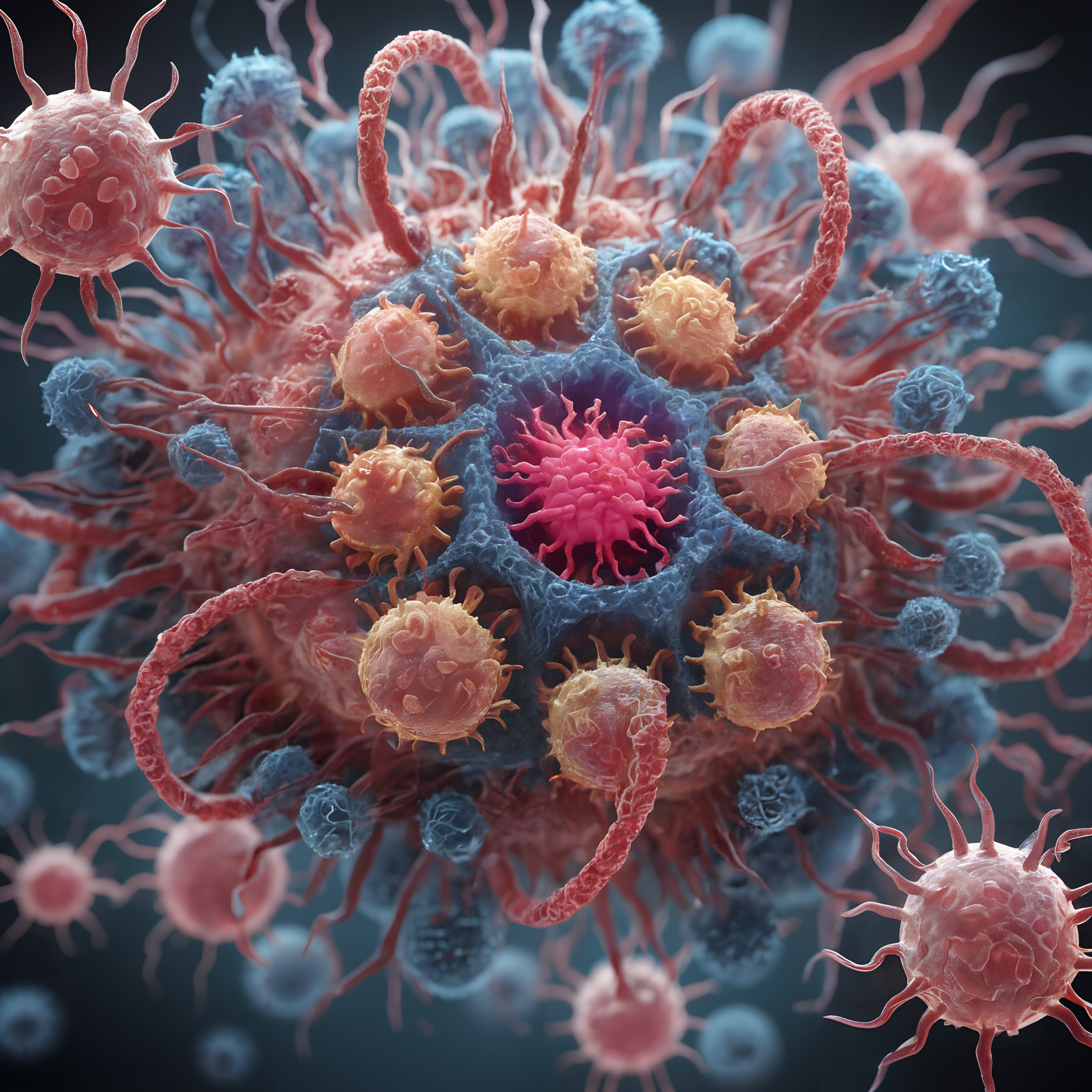 Colorful Microscopic Viral Structure