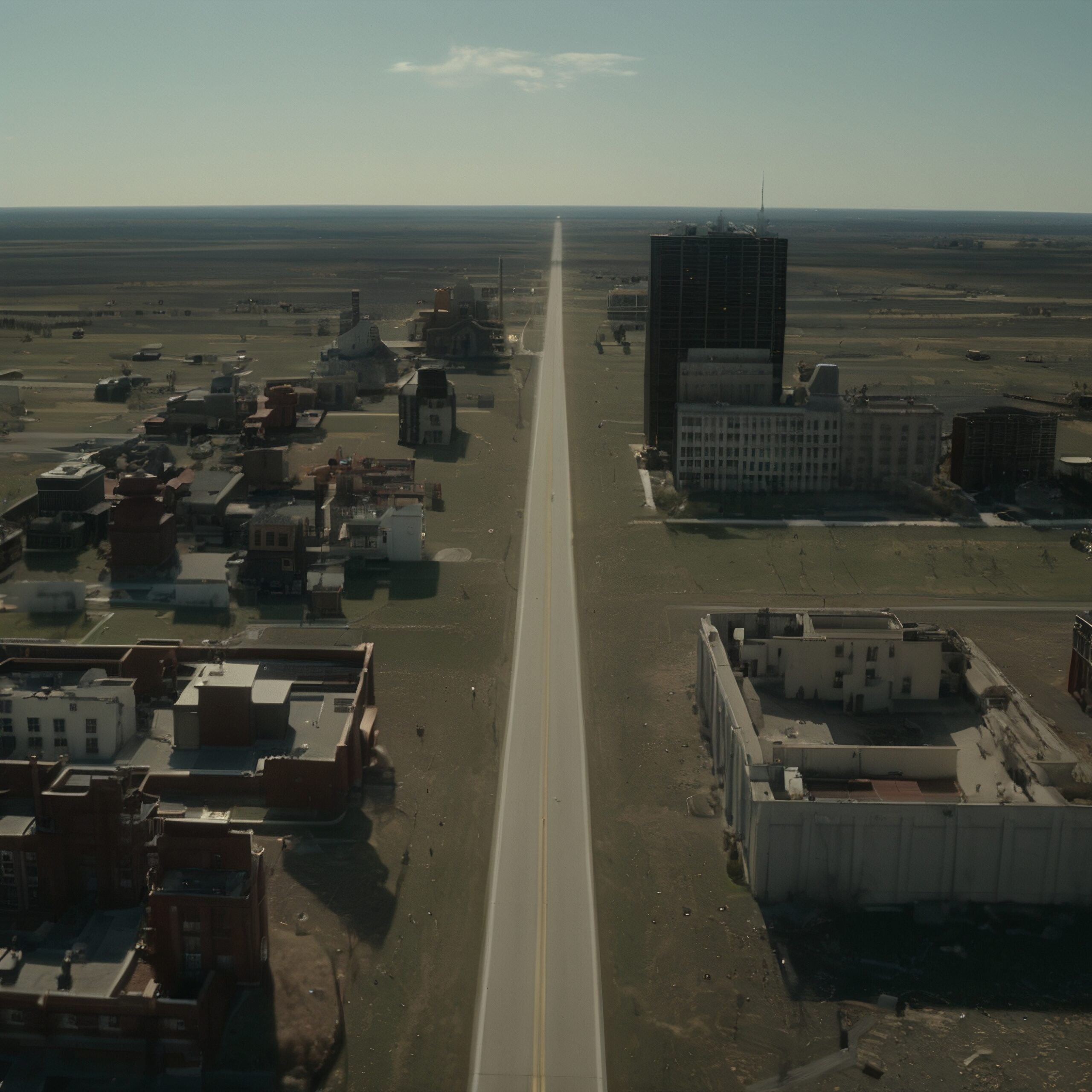 Empty Road Abandoned Cityscape