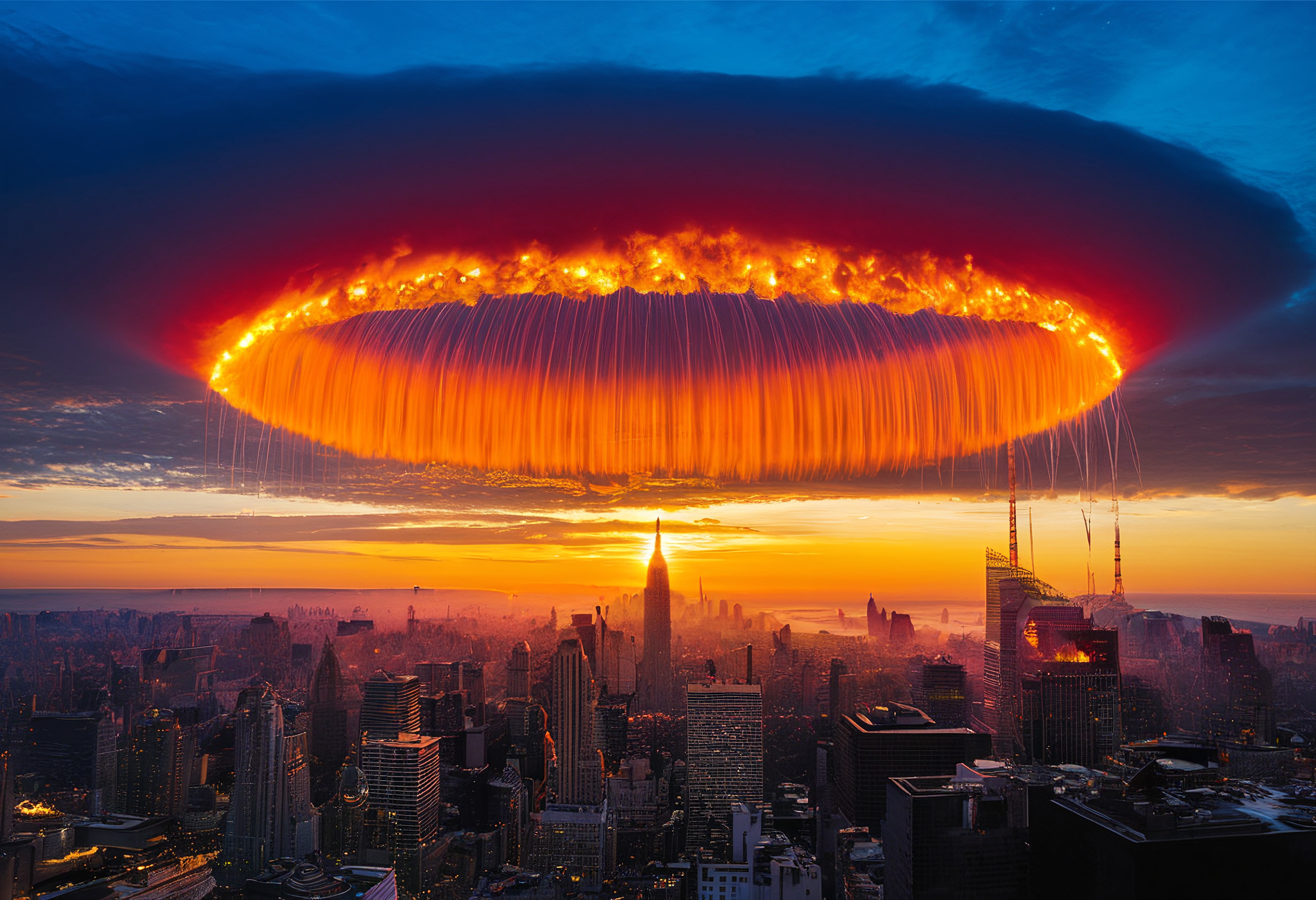 Alien Atmosphere Over Cityscape