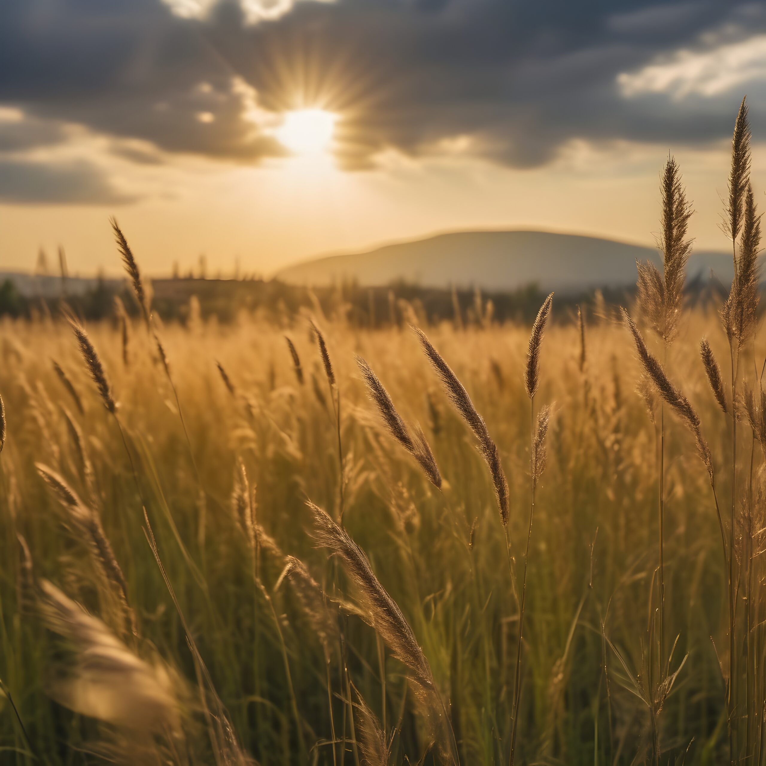 Golden Field Under Sunset Skies