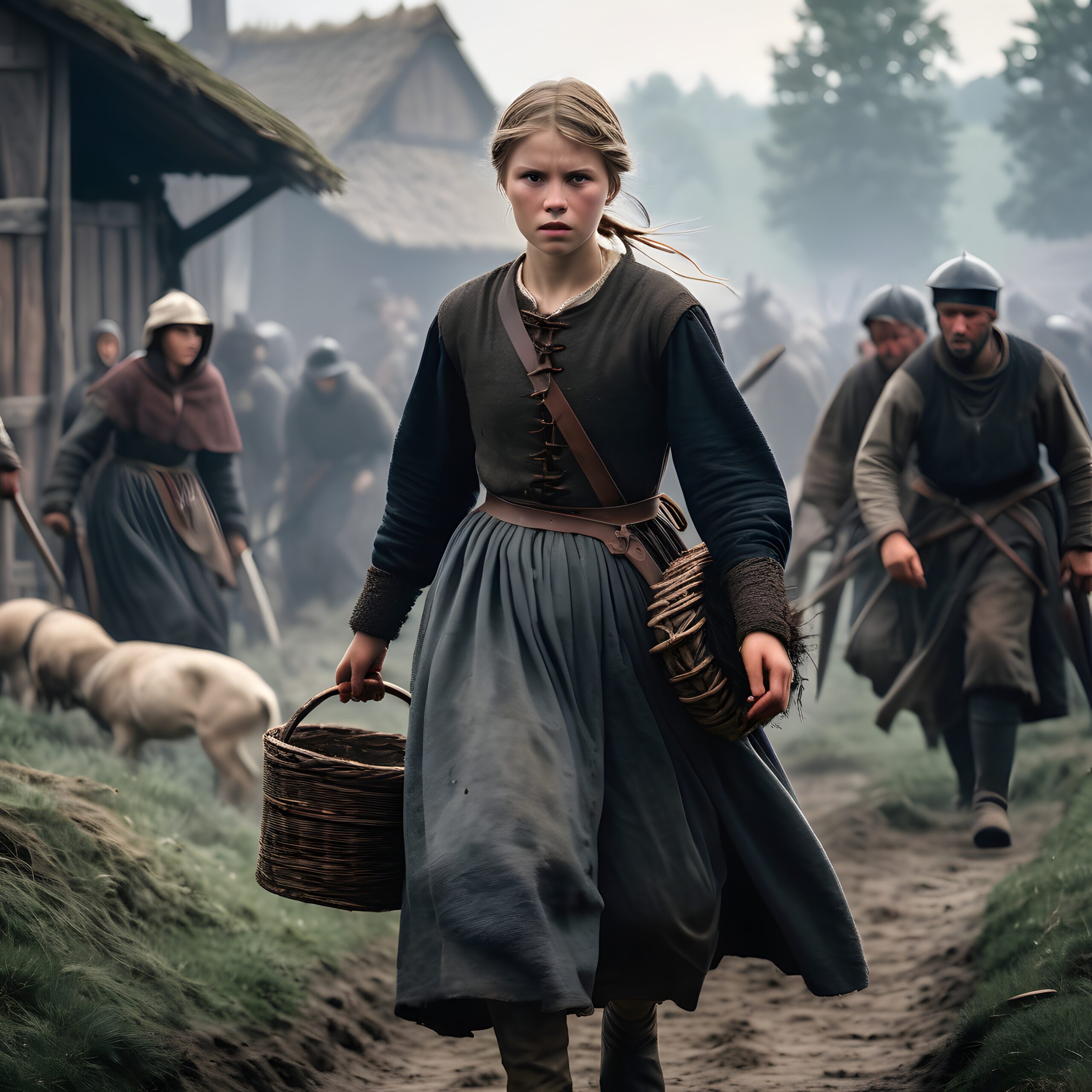 Medieval Village Scene Unfolds