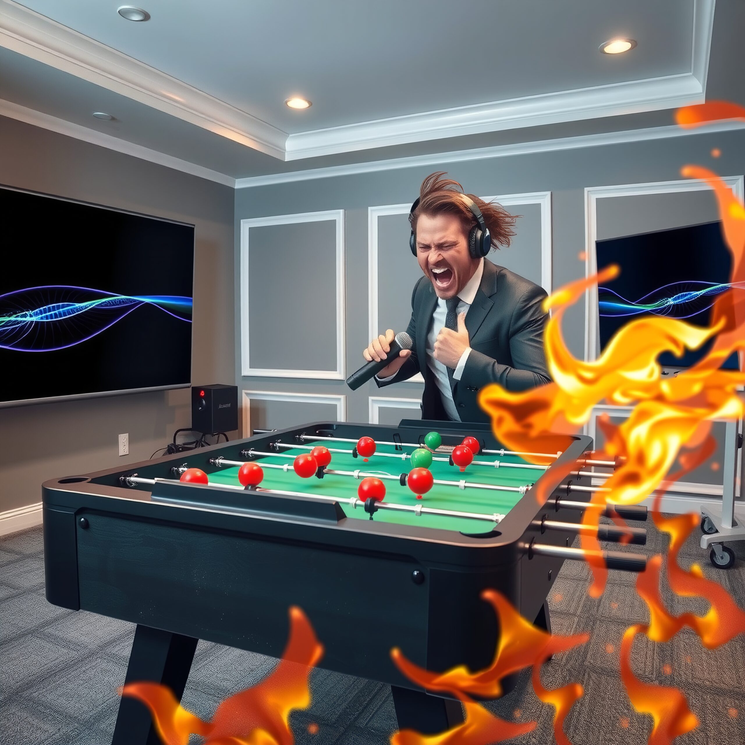 Fiery Foosball Game Showdown