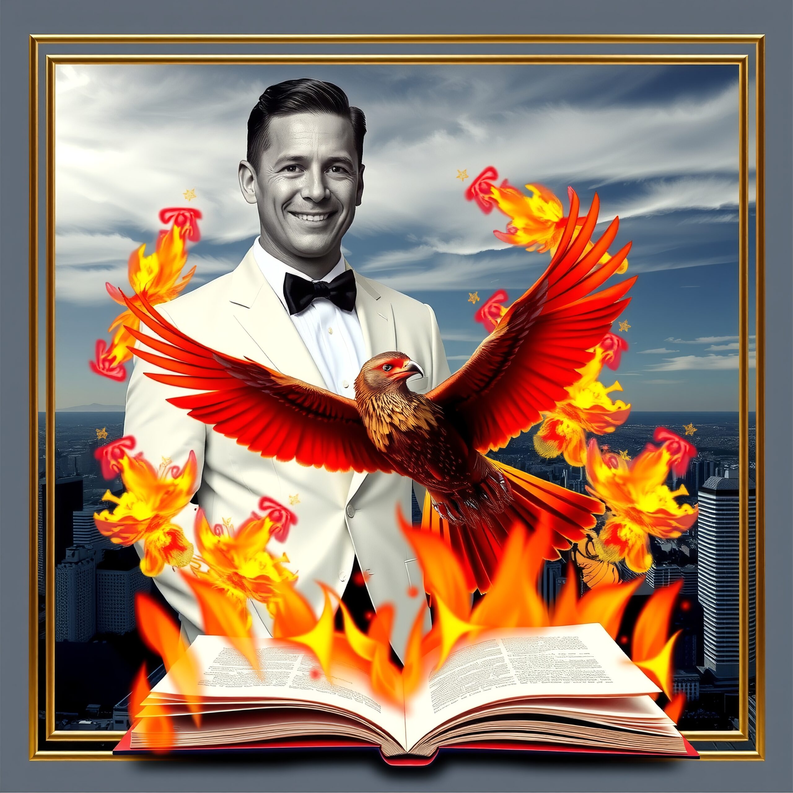 Phoenix Rises From Open Book