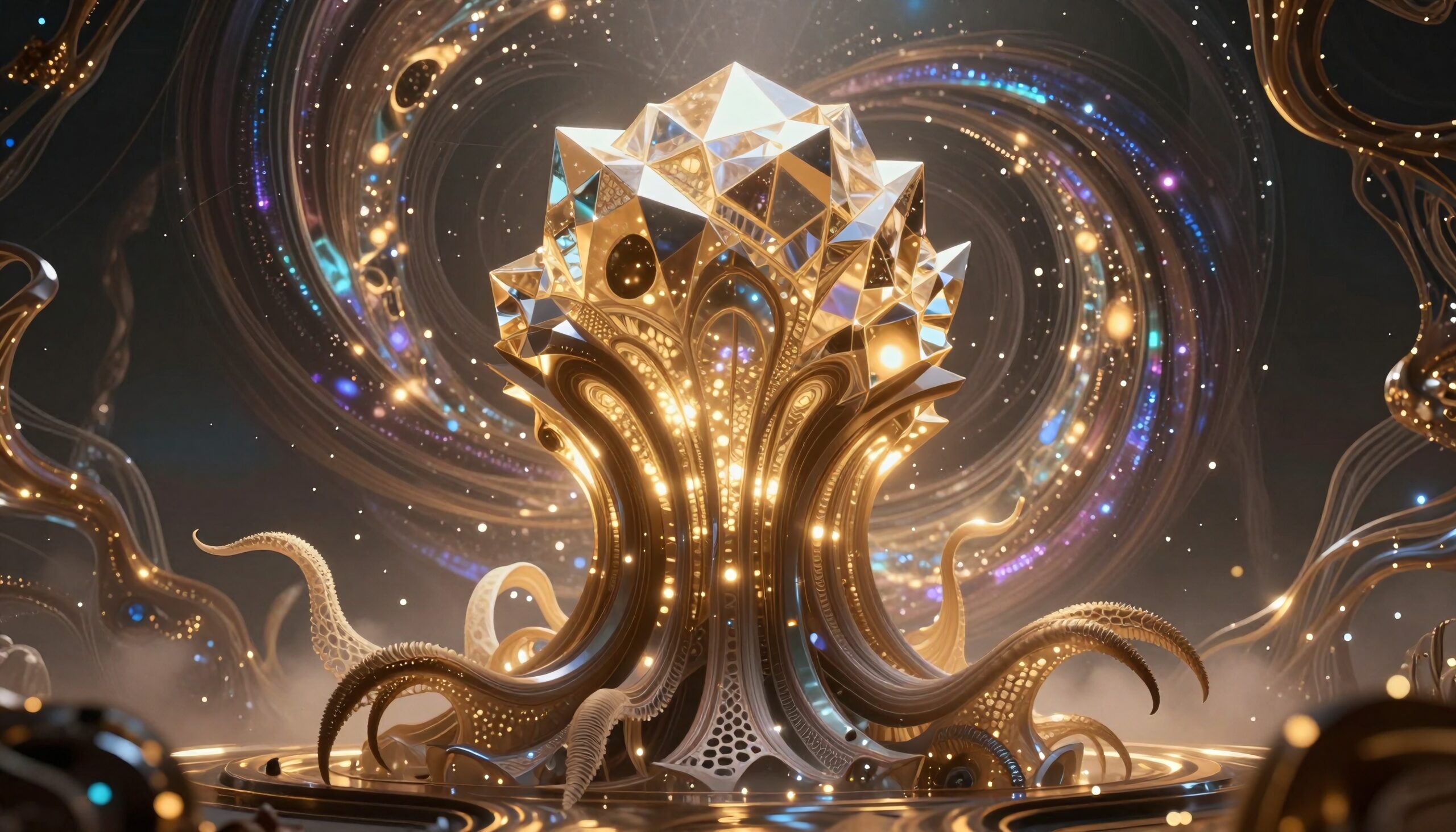 Futuristic Crystal in Cosmic Design