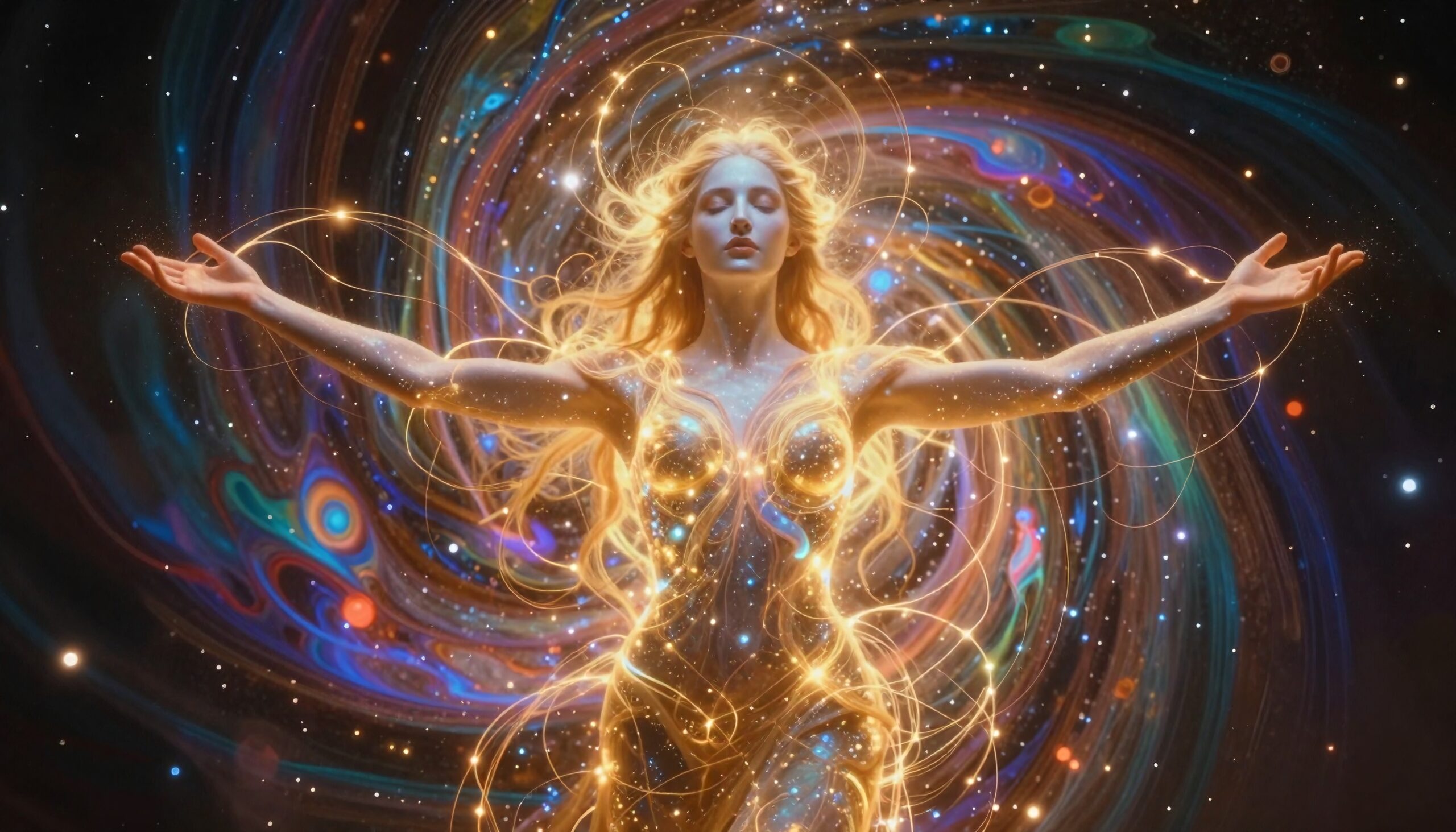 Cosmic Woman Illuminated by Stars