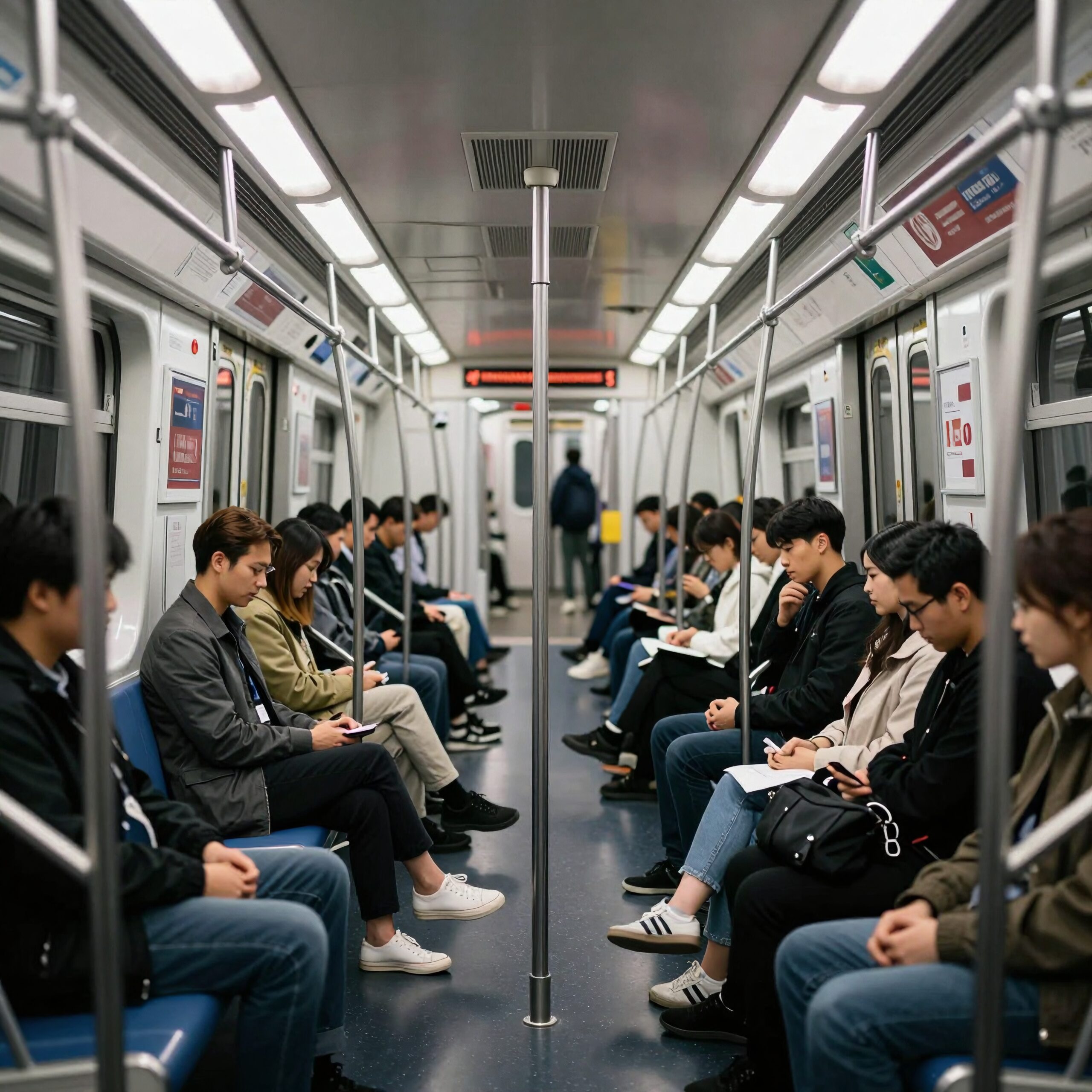 Quiet Reflections in Subway Journey