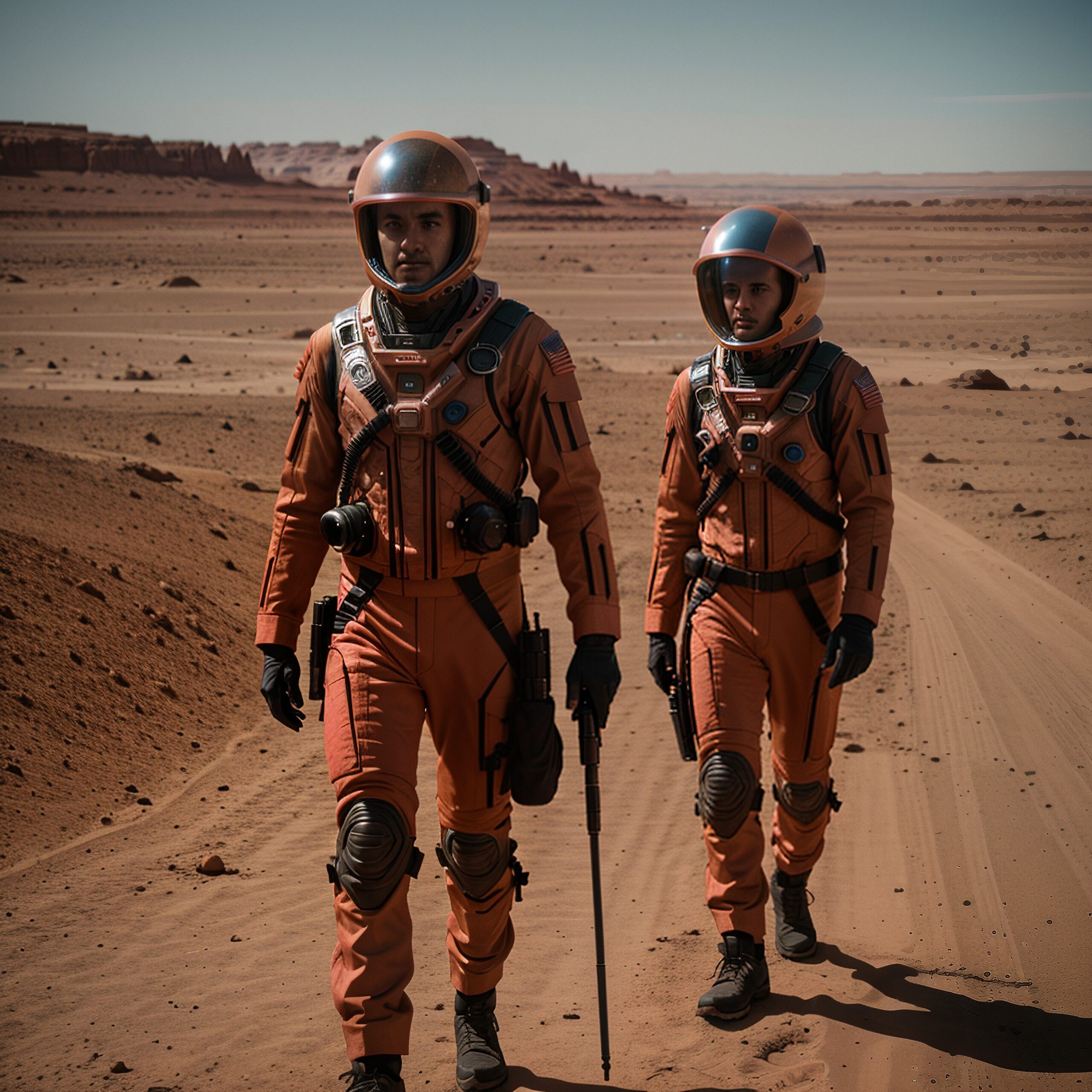 Astronauts Explore Alien Desert Landscape