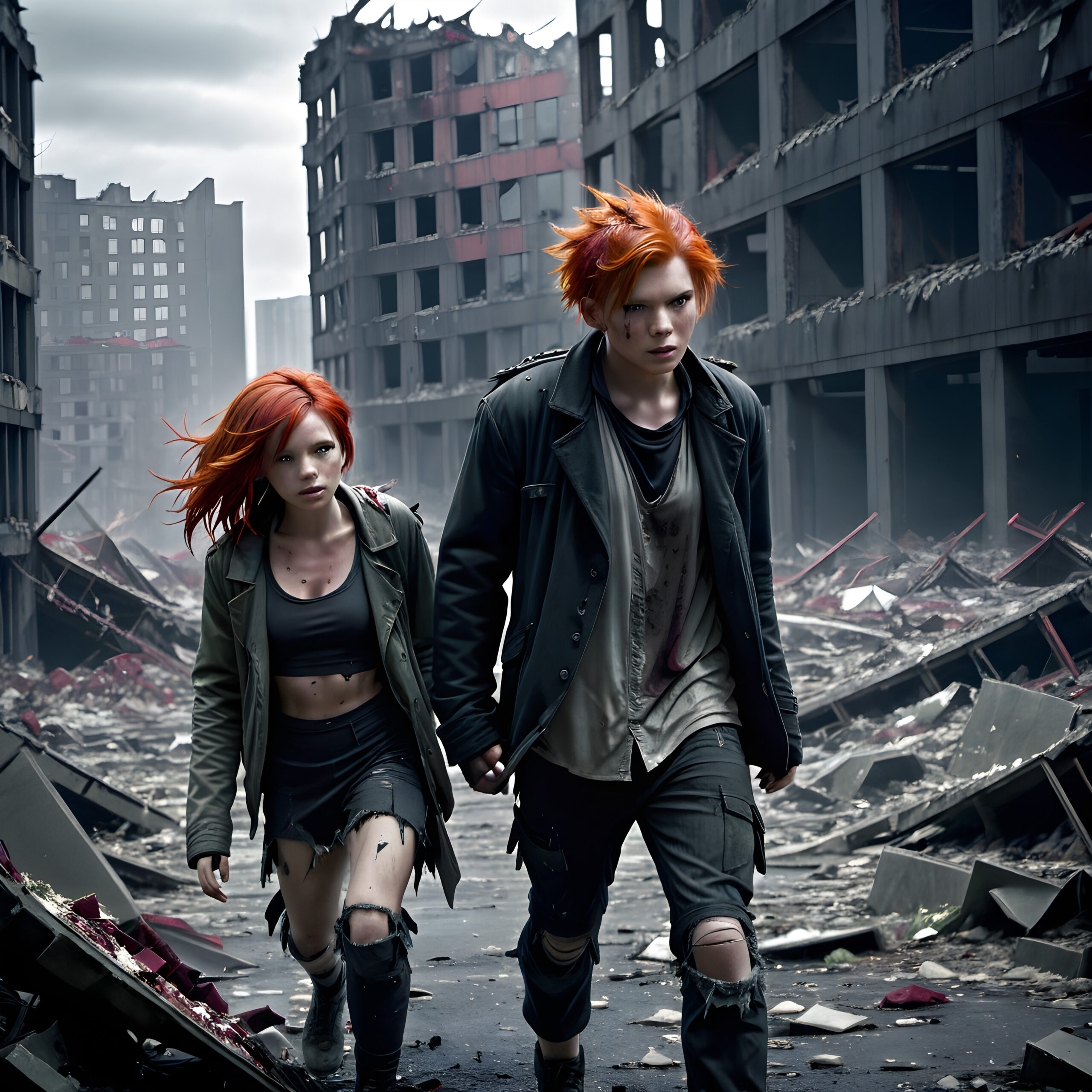 Red-haired Survivors in a Wasteland