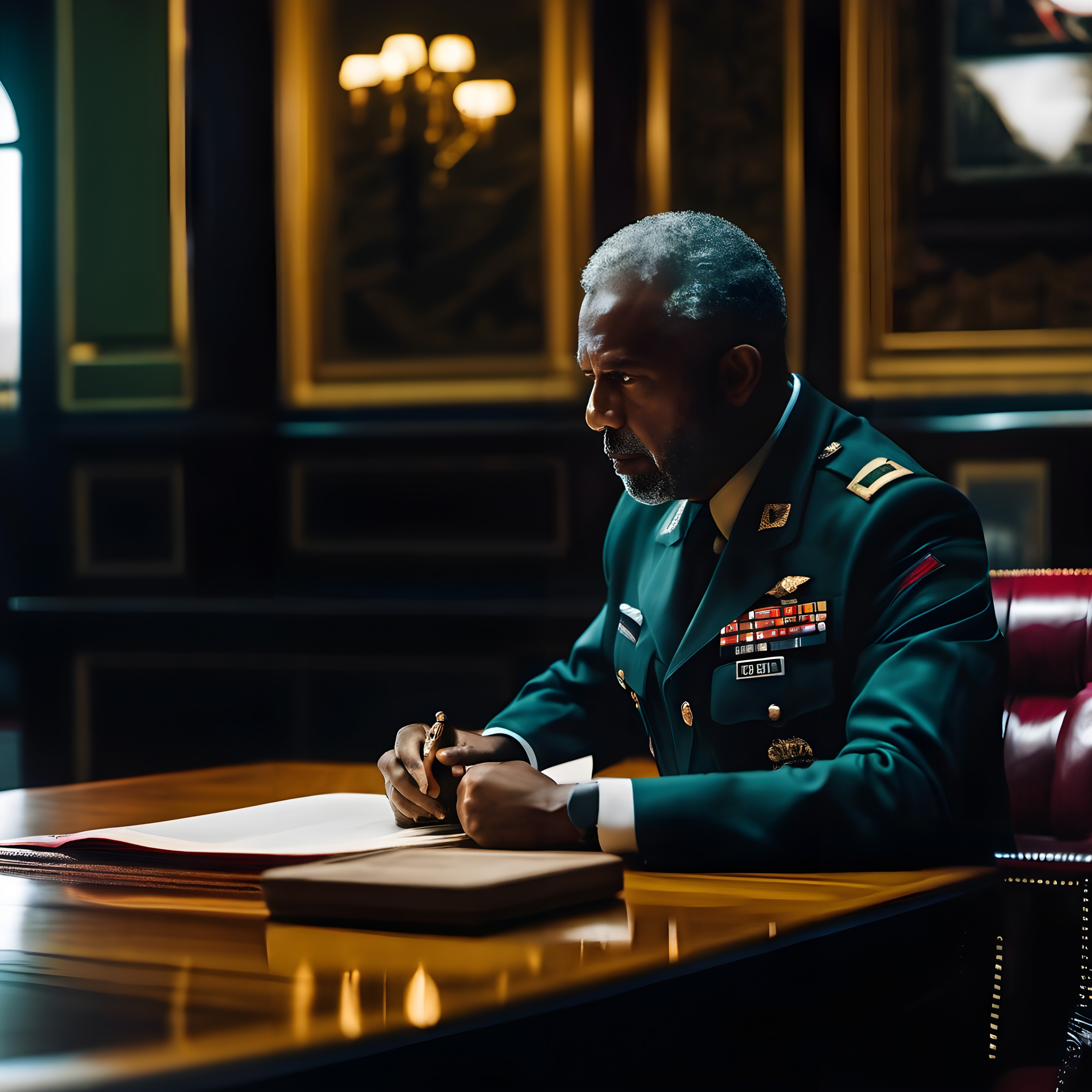 Distinguished Officer at Command Desk