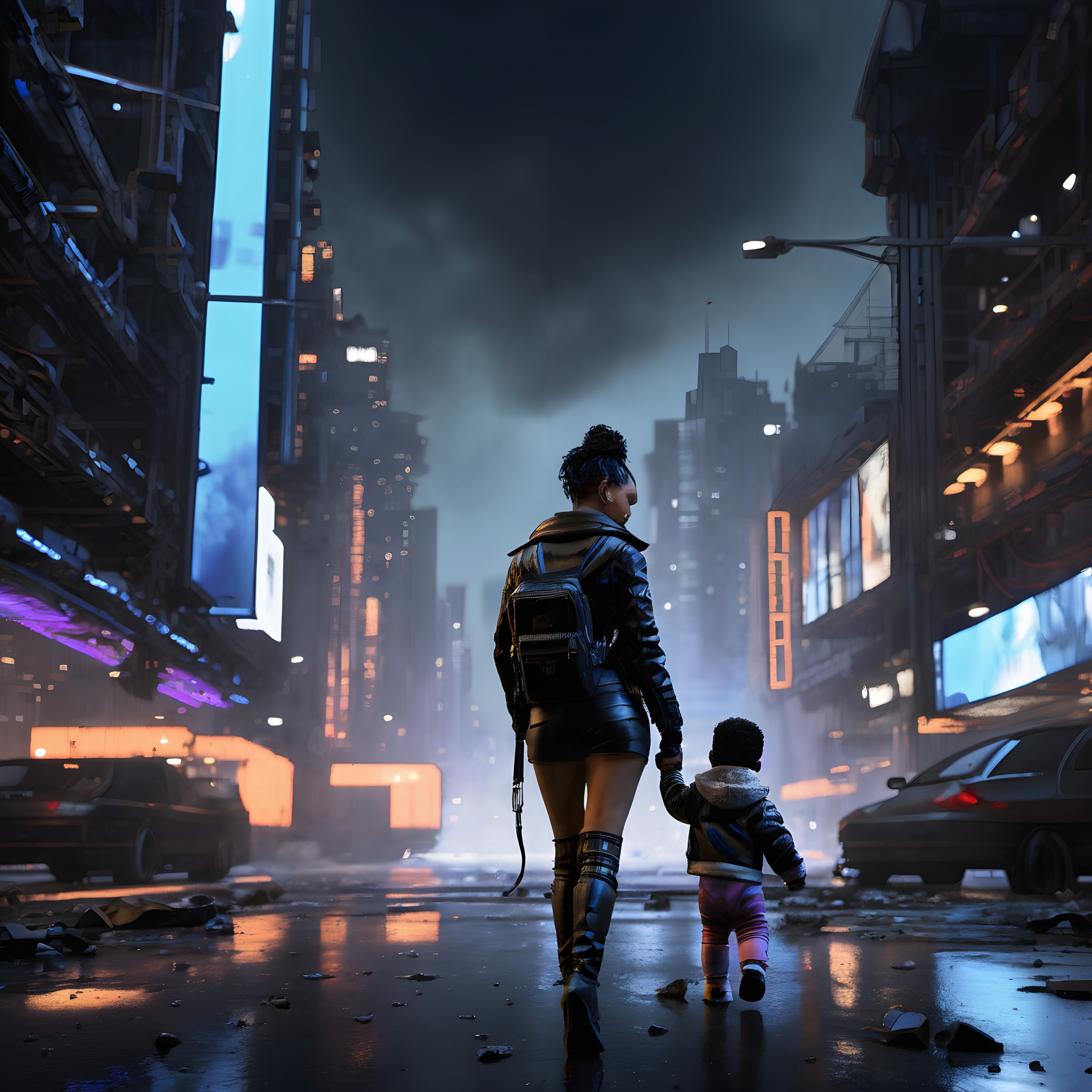 Neon-lit Urban Future Adventure