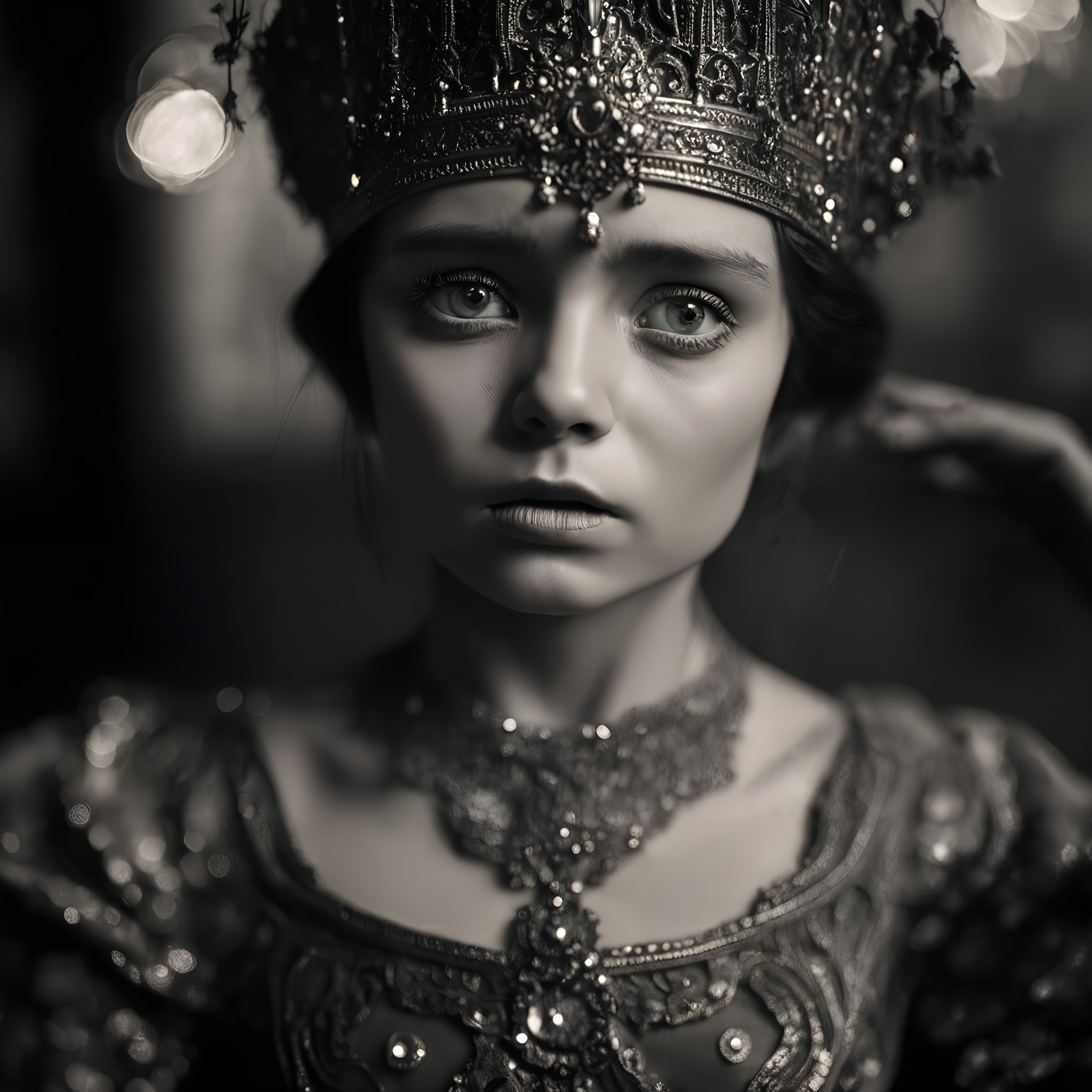 Regal Black and White Portrait of a Queen