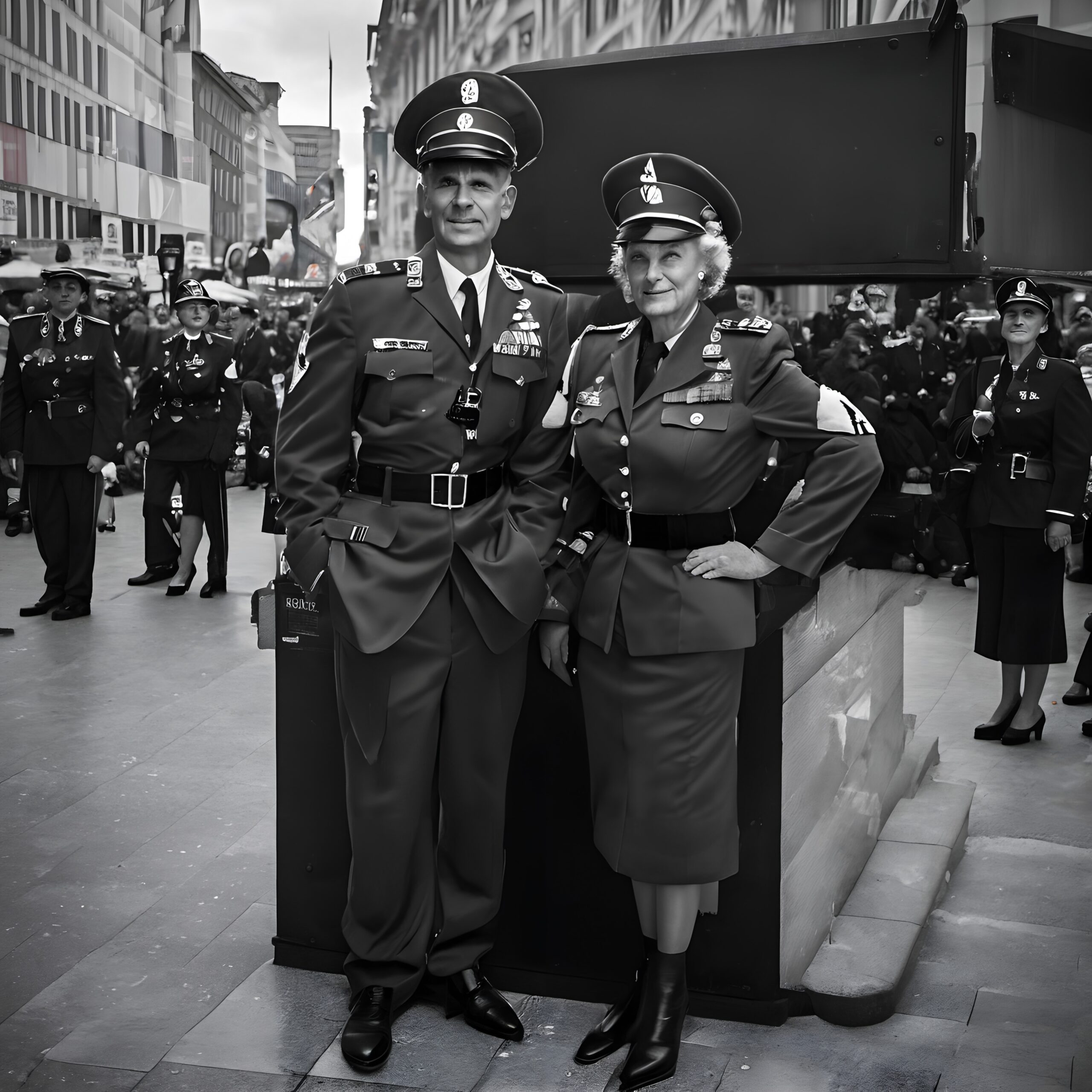 Military Officers in Urban Ceremony