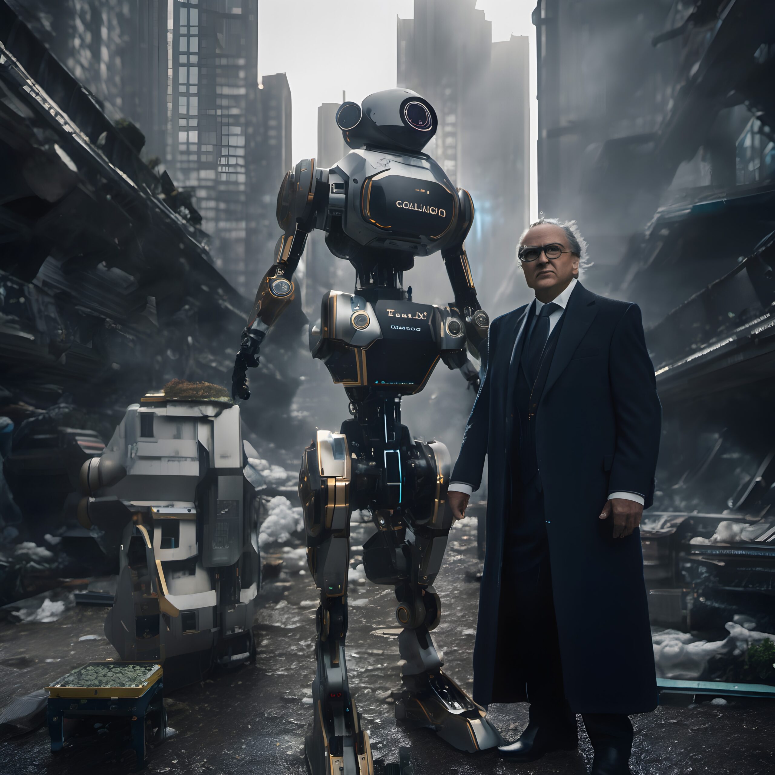 Futuristic Alliance in Urban Ruins