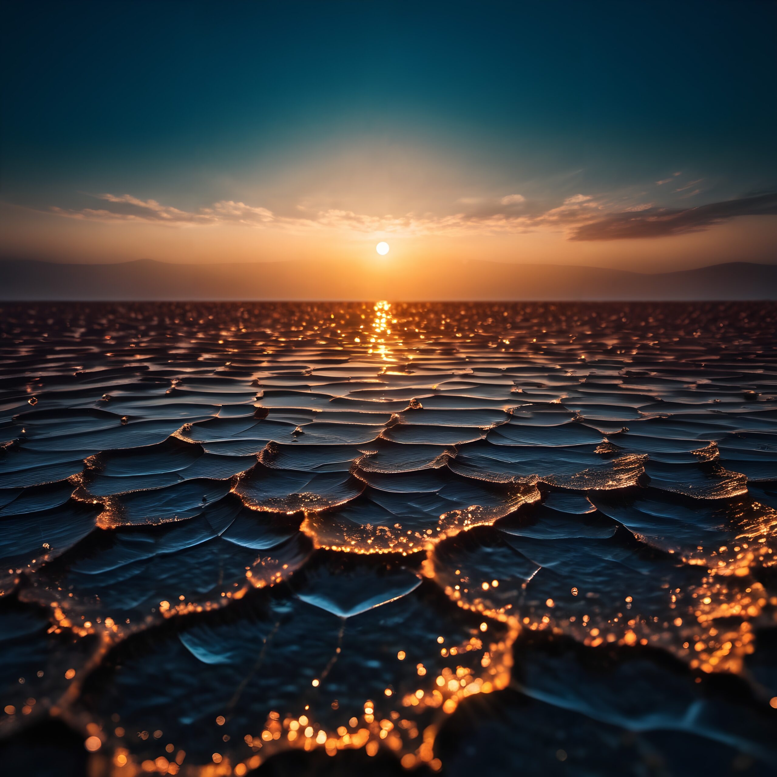 Sunset Over Hexagonal Rock Formations