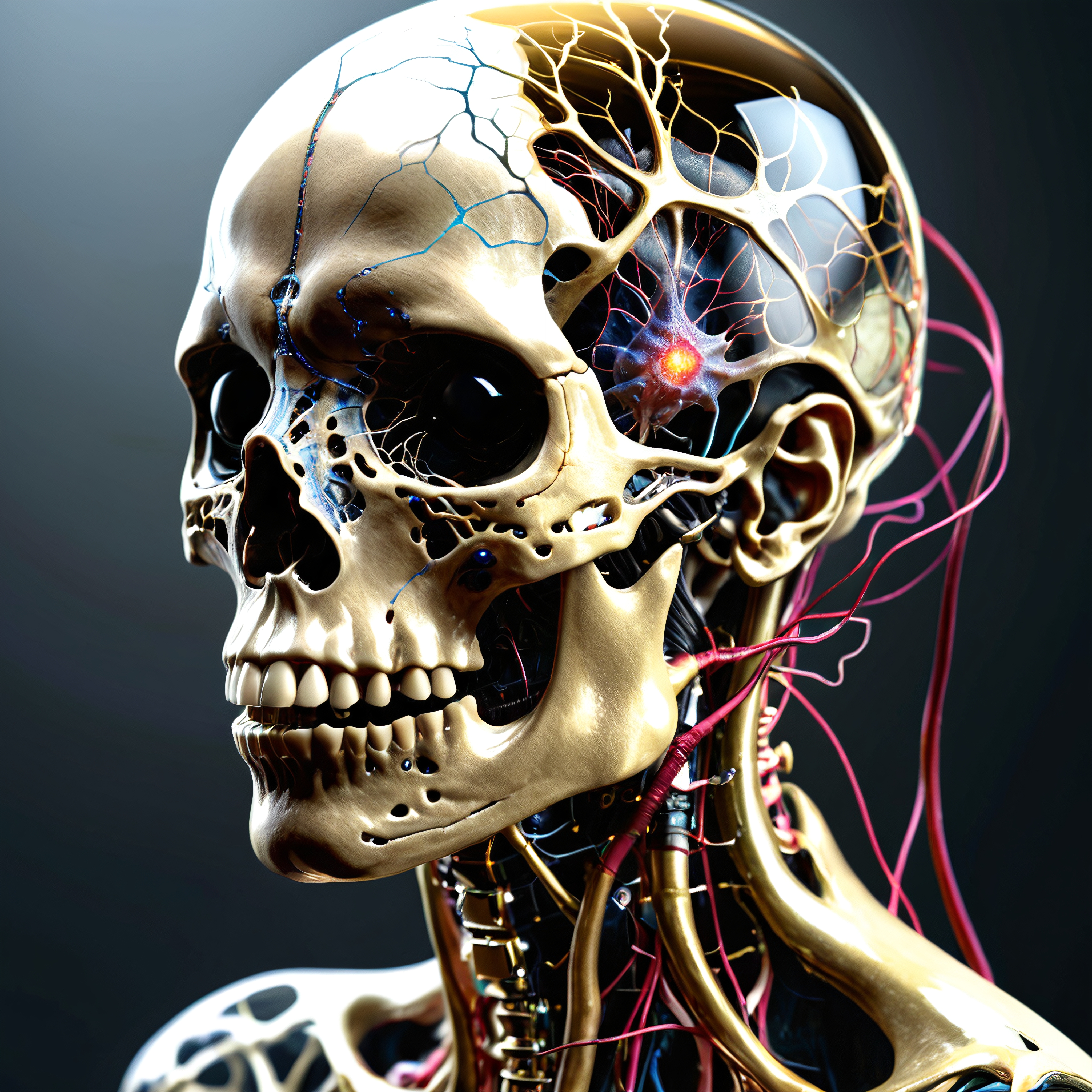 Cybernetic Skull with Neural Network