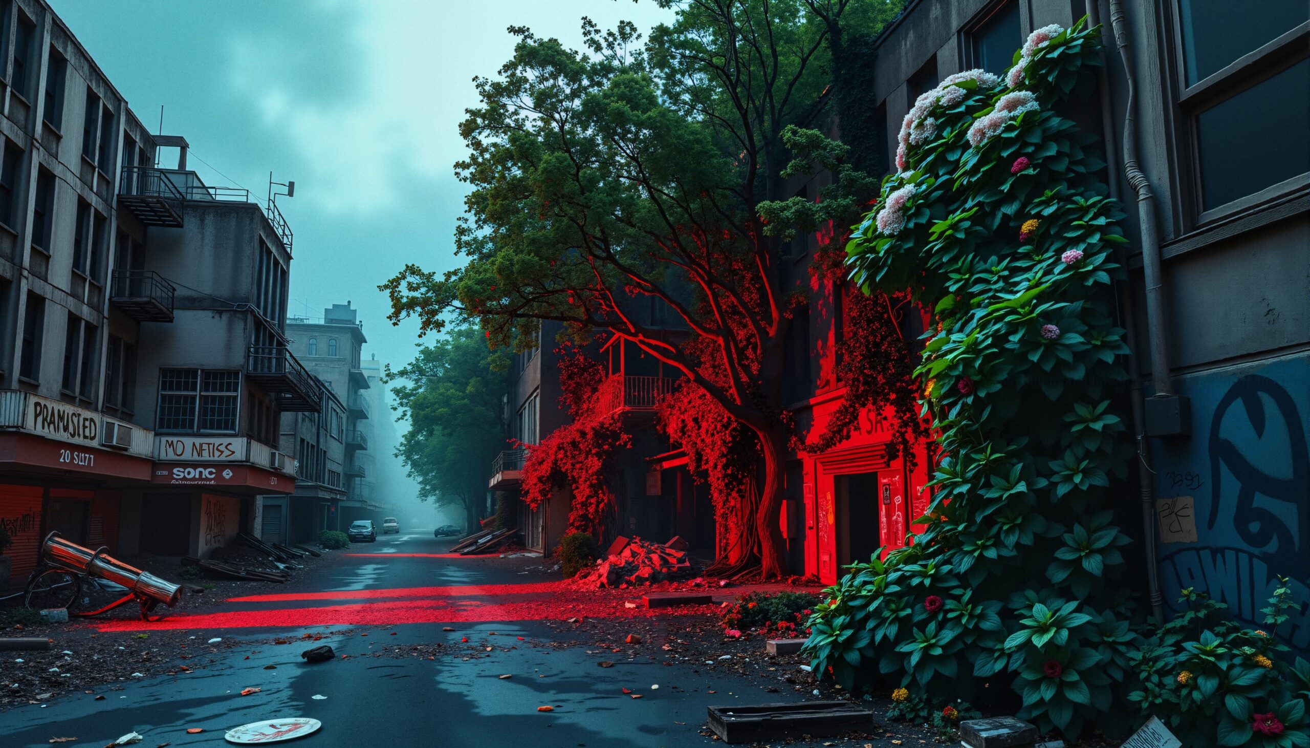 Red Glow in Forgotten Street